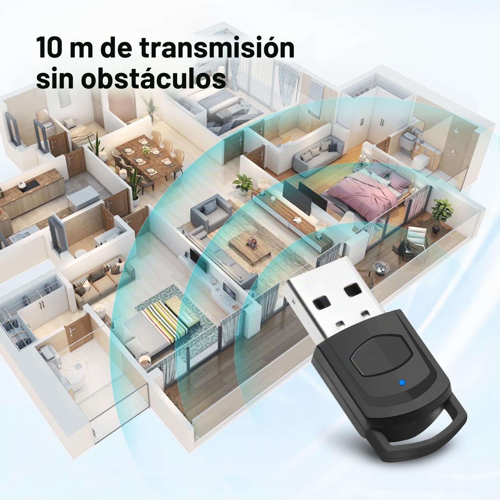 5.0 Bluetooth USB Audio Adaptador para PS5/PS4/PC, Bluetooth Dongle, USB Blue Tooth Adapter PC con Mini Micro, Plug & Play