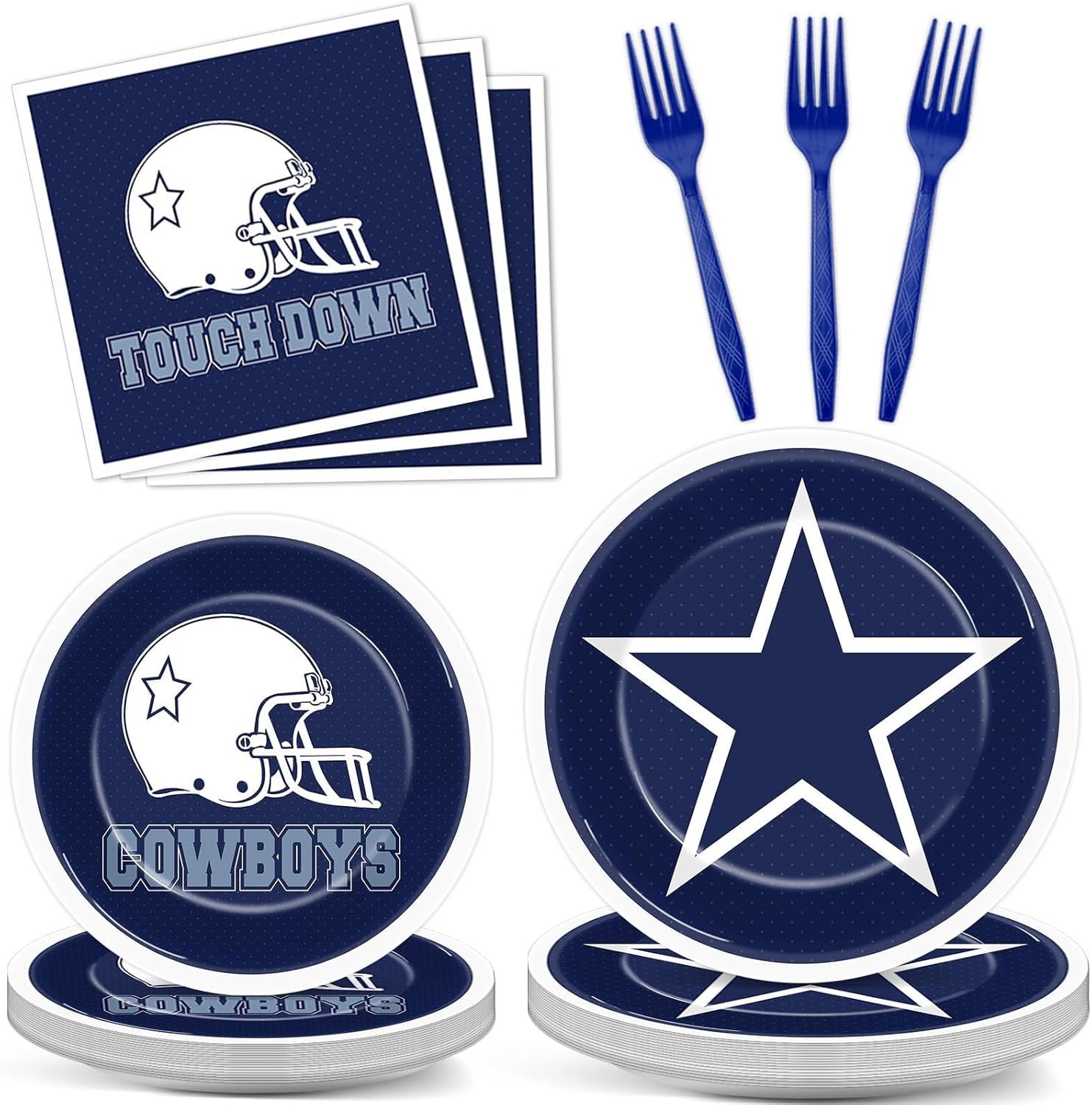 96PCS Football Party Supplies Cowboys Paper Plates and Napkins Football Themed Birthday Tableware Set Sports Party Decoration Disposable Football Dinnerware for Boys Teens Games Party Favor Serves 24