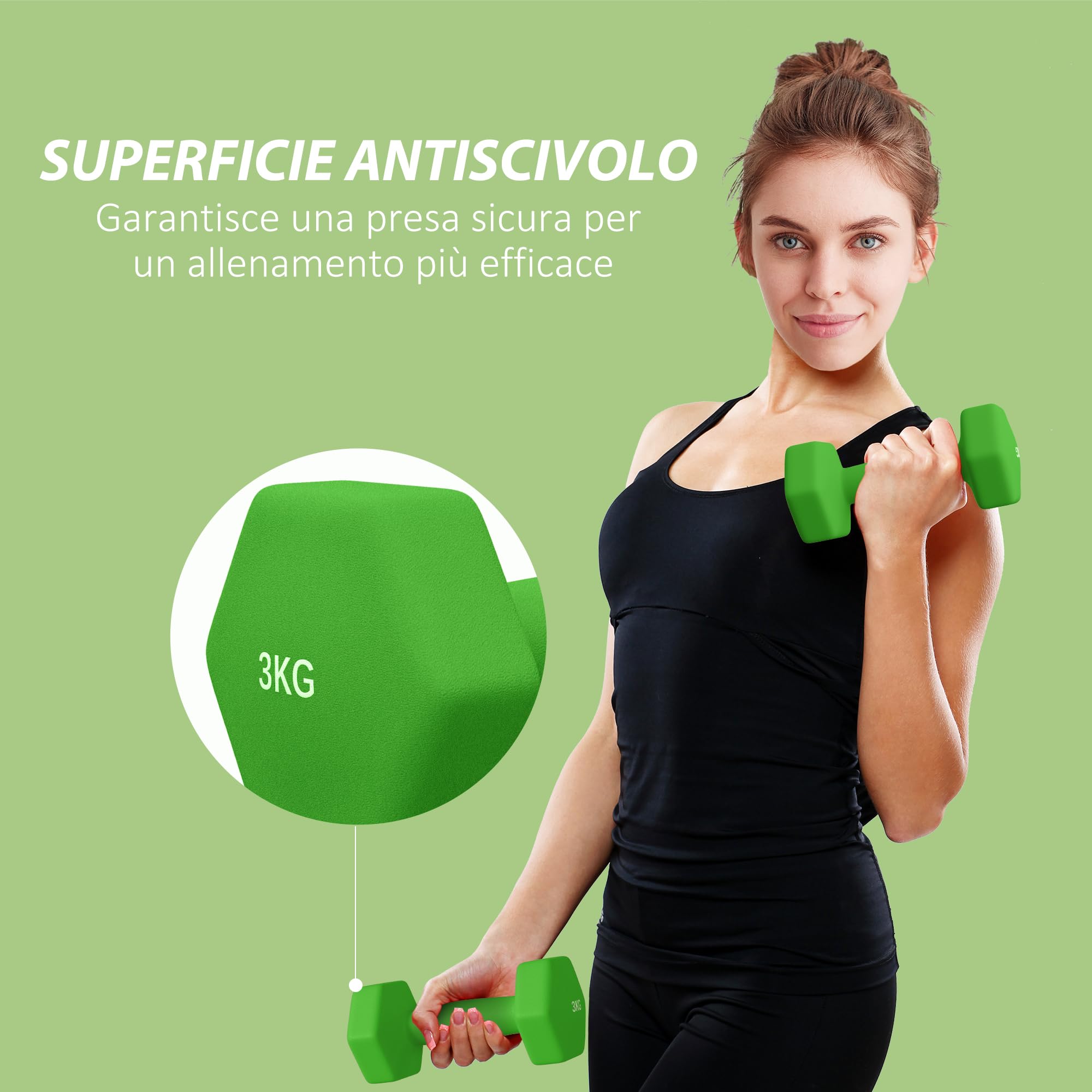 Set 2 Manubri Esagonali In Ghisa 10-30 Kg – Presa Antiscivolo E Rivestimento In Gomma