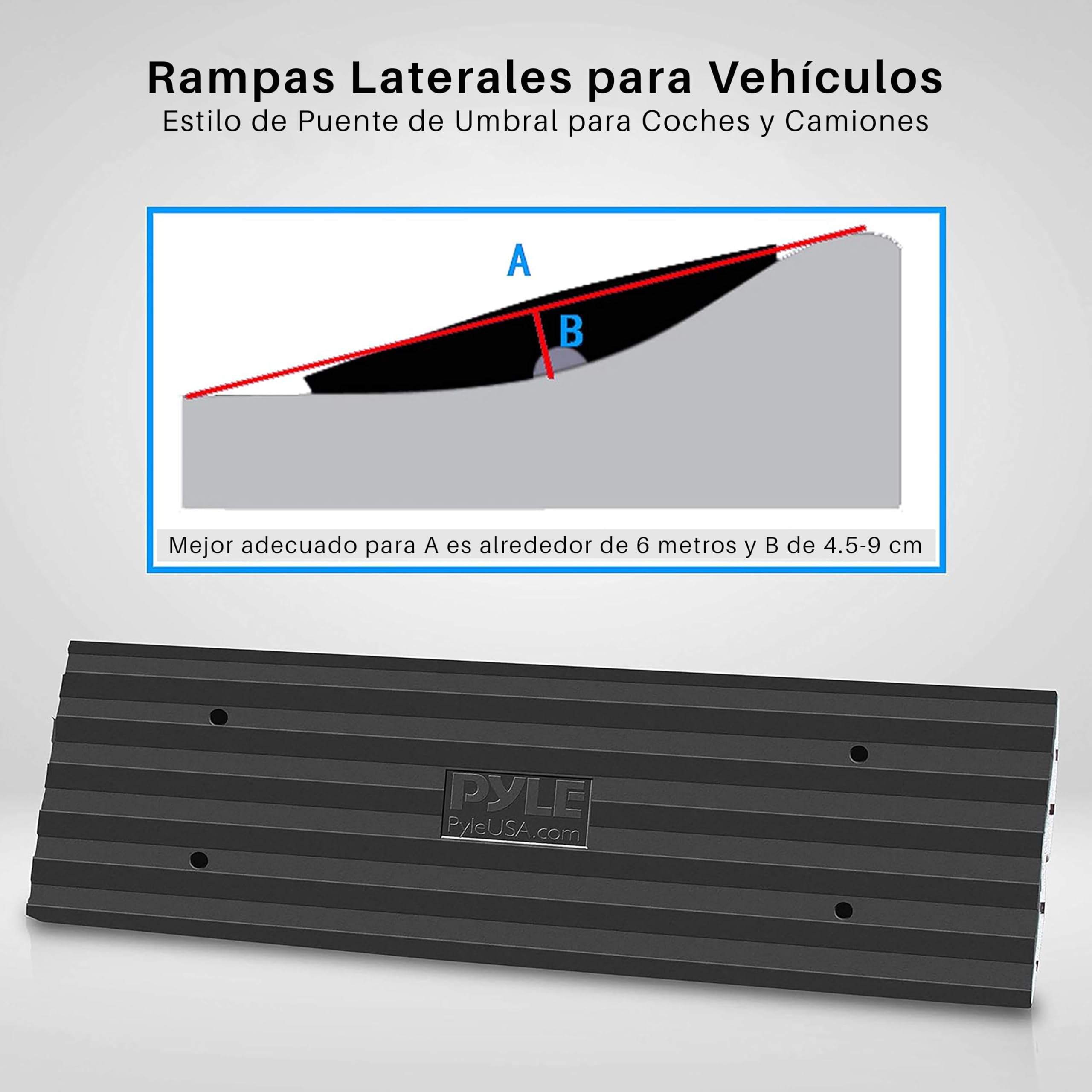 Pyle rampa de bordillo, Entrada de automoviles, Acera, Goma, Umbral, Puente, para Coches, Camiones, Motocicletas, Sillas de Rueda, Vehiculos
