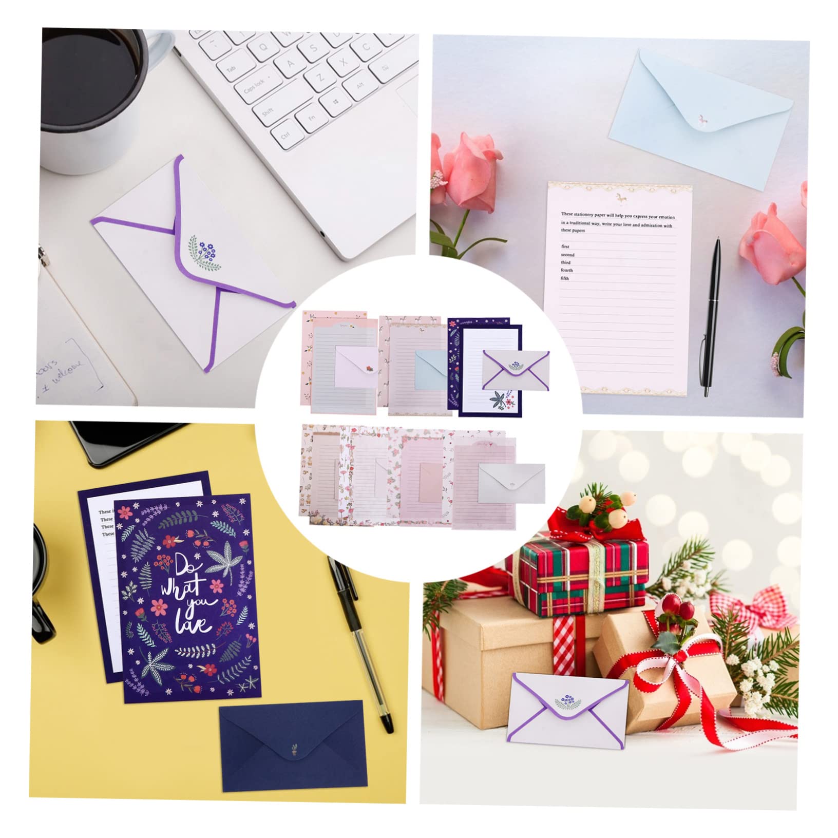 Ensemble de Papier à Lettres et Enveloppes A5 8 Sets Chic Élégant