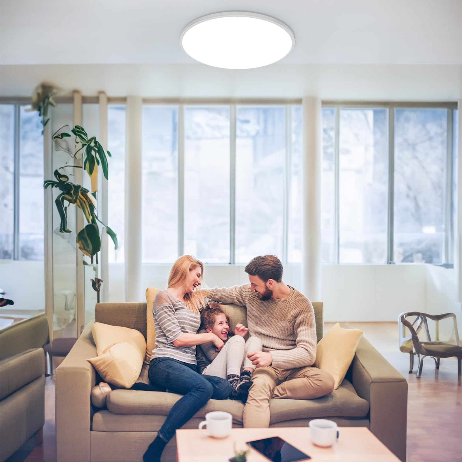 Litake Luz de Techo LED Regulable 24W, RGBW Lámpara de techo que cambia de color para el dormitorio Habitación de los niños Sala de estar Cocina Balcón 1800LM 3000K-6500K Plano Redondo φ30 * 4.8 / CM