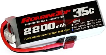RoaringTop LiPo Battery Pack 35C 2200mAh 4S 14.8V with T-Plug for RC Car Boat Truck Heli Airplane