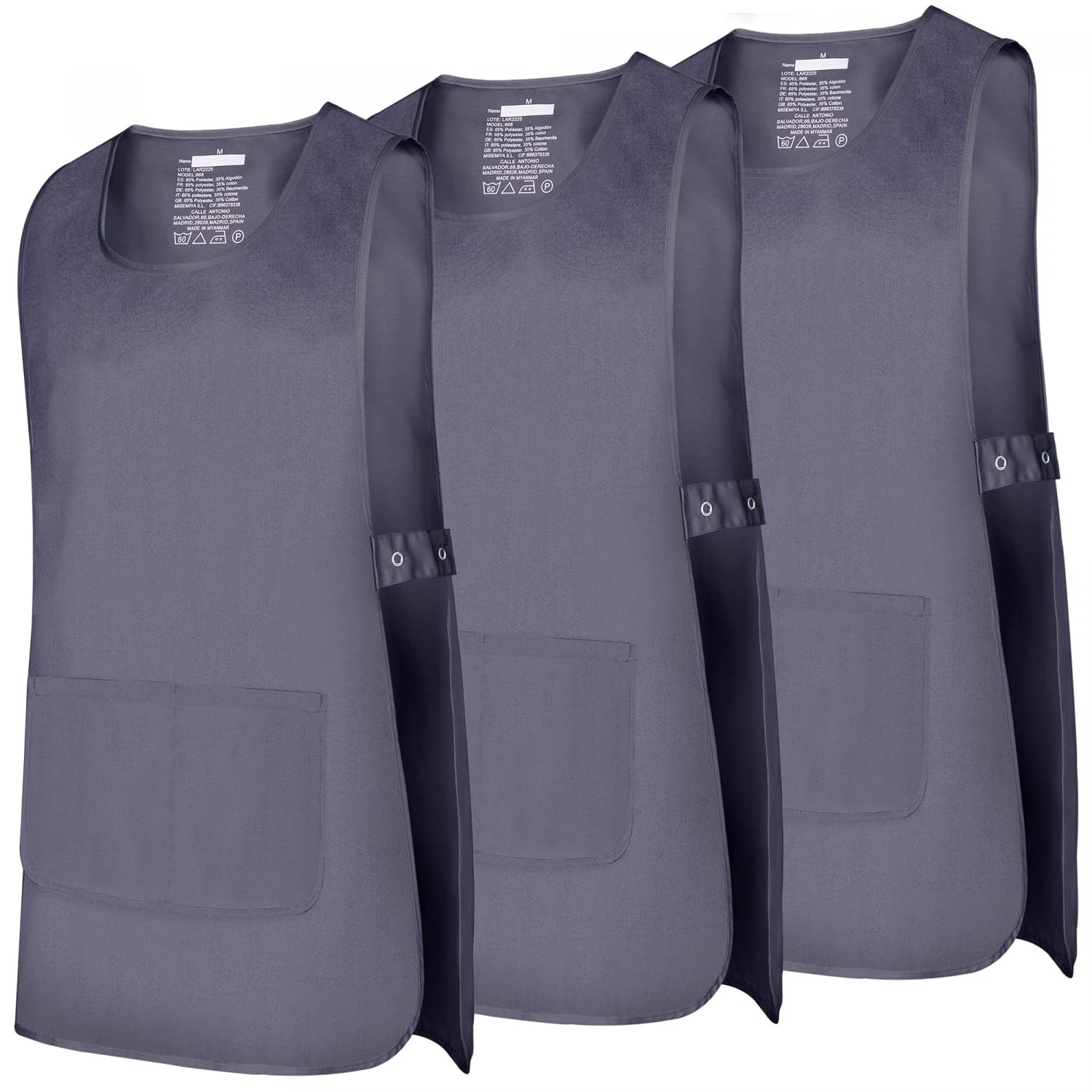 MISEMIYA Lot de 3 Tabliers de Nettoyage 868 Set de 3 delantales de limpieza 868 Unisex adulto (Pack de 3)