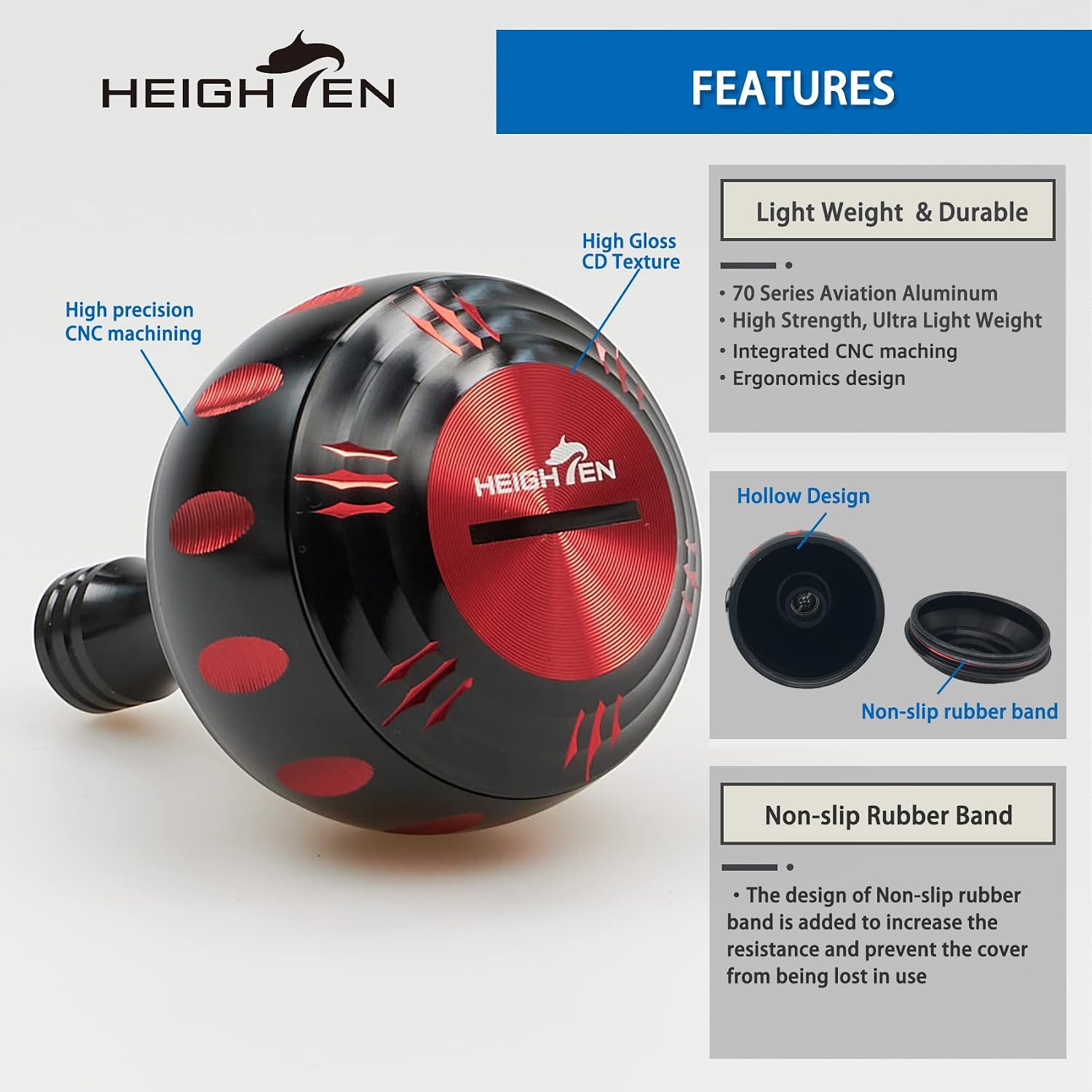 HEIGHTEN 35mm Fishing Reel Handle Knob for Shimano Daiwa Baitcasting Spinning Reel Stradic Vanford Sahara FI Tranx SLX Ballistic Exceler Tatula