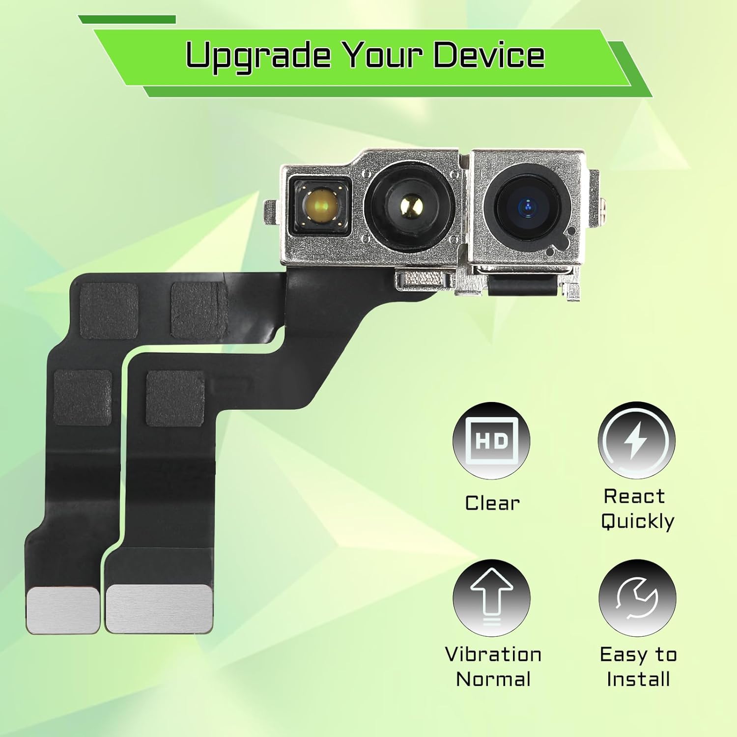 for iPhone 14 Pro Max Front Camera Replacement Selfie Camera 14promax 12MP OEM Front Facing Camera Flex Cable Module Light Receiver Repair with Fix Tools Kit A2651 A2893 A2894 A2895 A2896