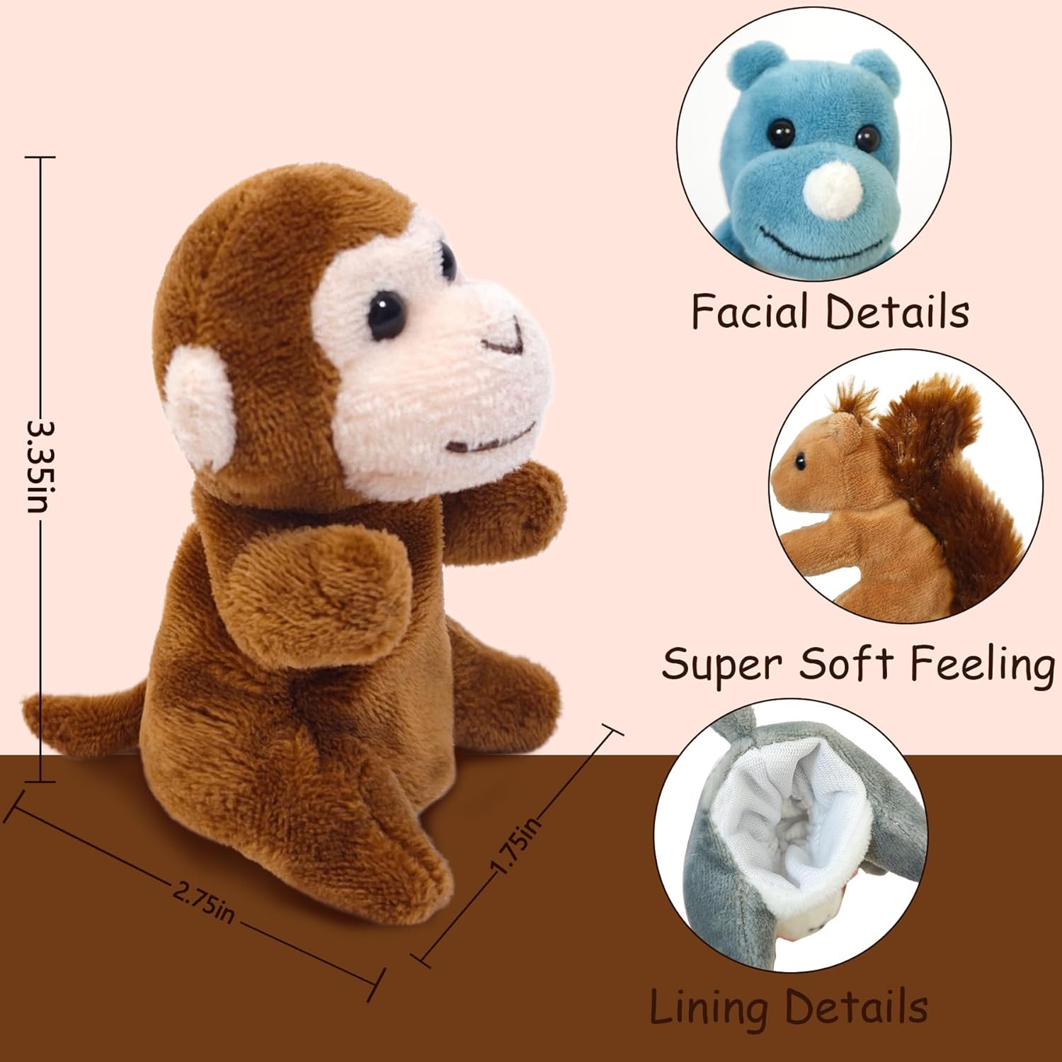12Pcs Finger Puppets Set Jungle, Soft Plush Toy for Kids Realistic Jungle Plush Animal Finger Puppet Role-Playing Story Finger Puppet Animal Soft Toy for Kids