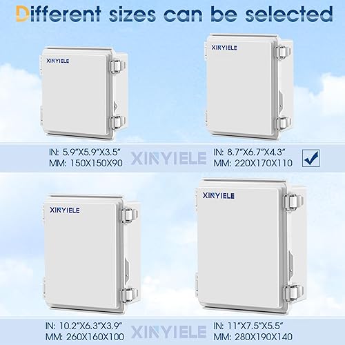 Miniatura 4 de Caja de conexiones de plástico ABS impermeable para proyectos al aire libre, IP67, resistente a la intemperie, a prueba de polvo con cubierta con