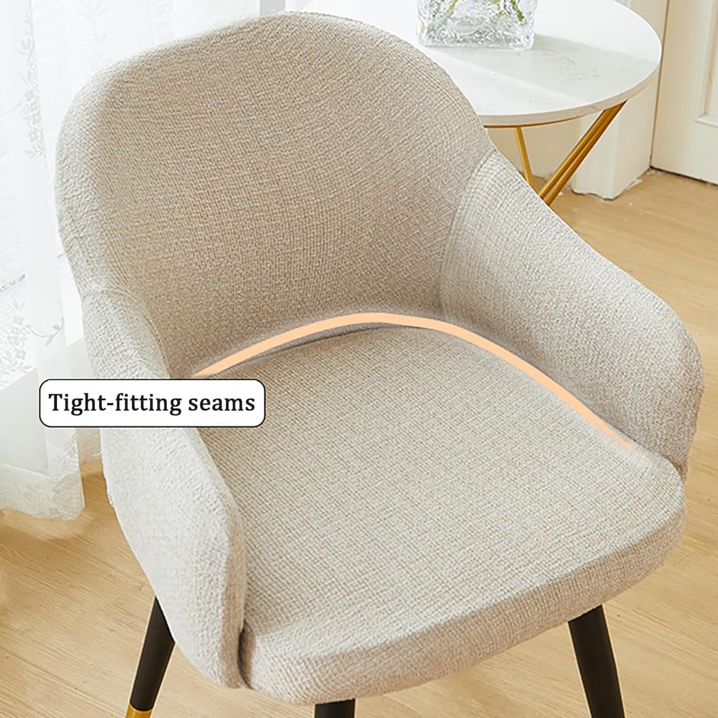 Modernas Funda para Silla de Comedor Elástica con Reposabrazos 6/4/2PCS, Escandinavo Fundas para Sillas de Oficina Ajustables con Respaldo Curvo, Giratoria Cubierta Sillas Comedor,F,6PCS