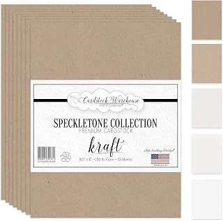 Cardstock Warehouse Speckletone Kraft Brown Card Stock Paper – 25 Sheets, 8.5 x 11", 100 lb/270 gsm – 100% Recycled Premium Matte Cardstock for Cardmaking, Printing, and DIY Craft Projects