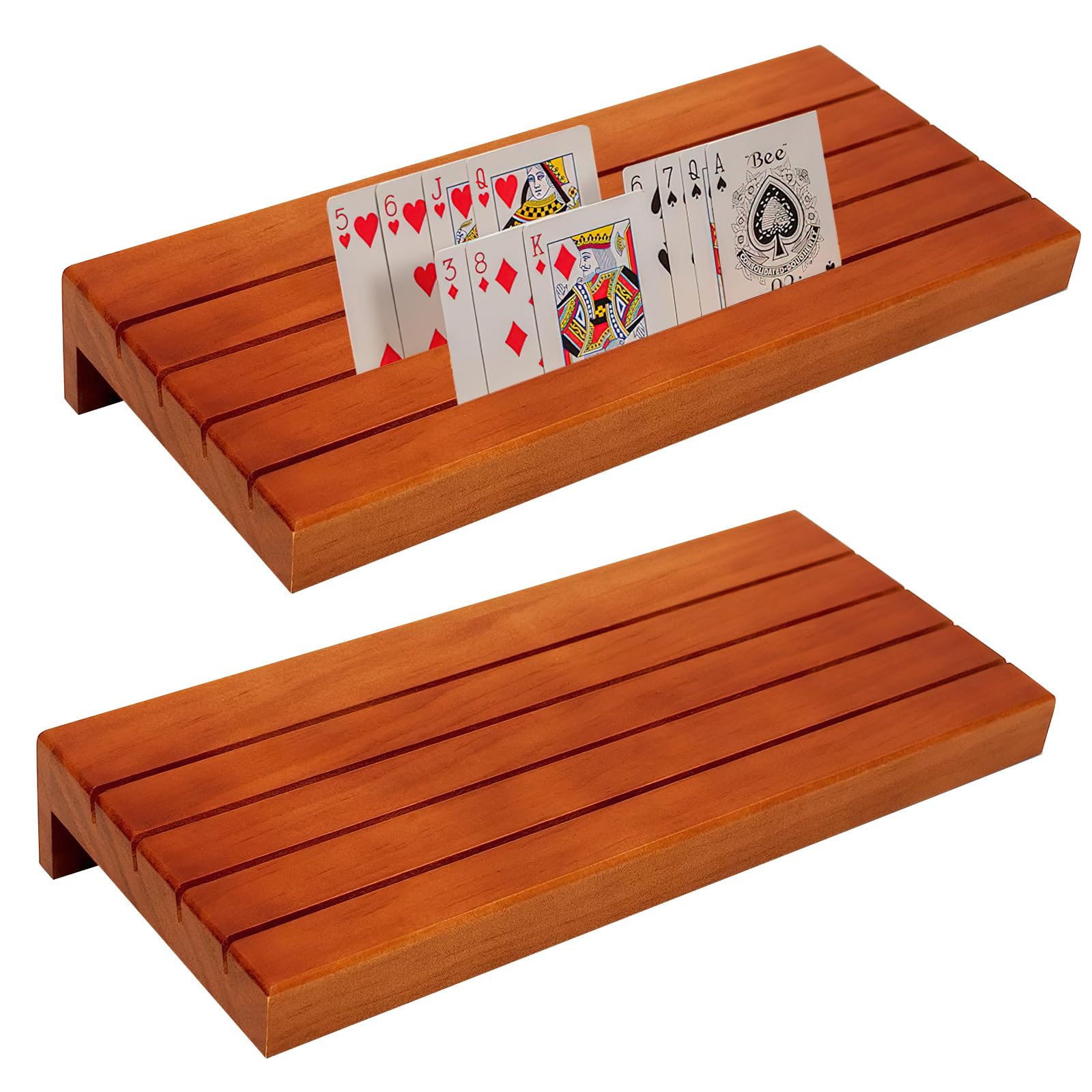 2 soporte para tarjetas para niños y juego, madera, manos libres, póker, 33