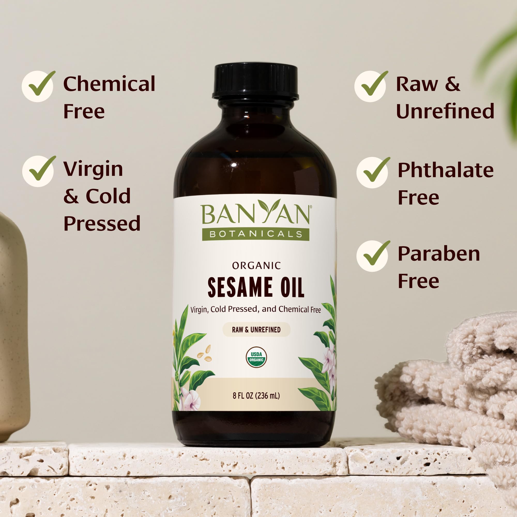 Sesame Oil, Certified Organic, 16 oz - Pure, Unrefined - The Most Traditional of All Oils Used in Ayurveda, Good for Vata & Kapha