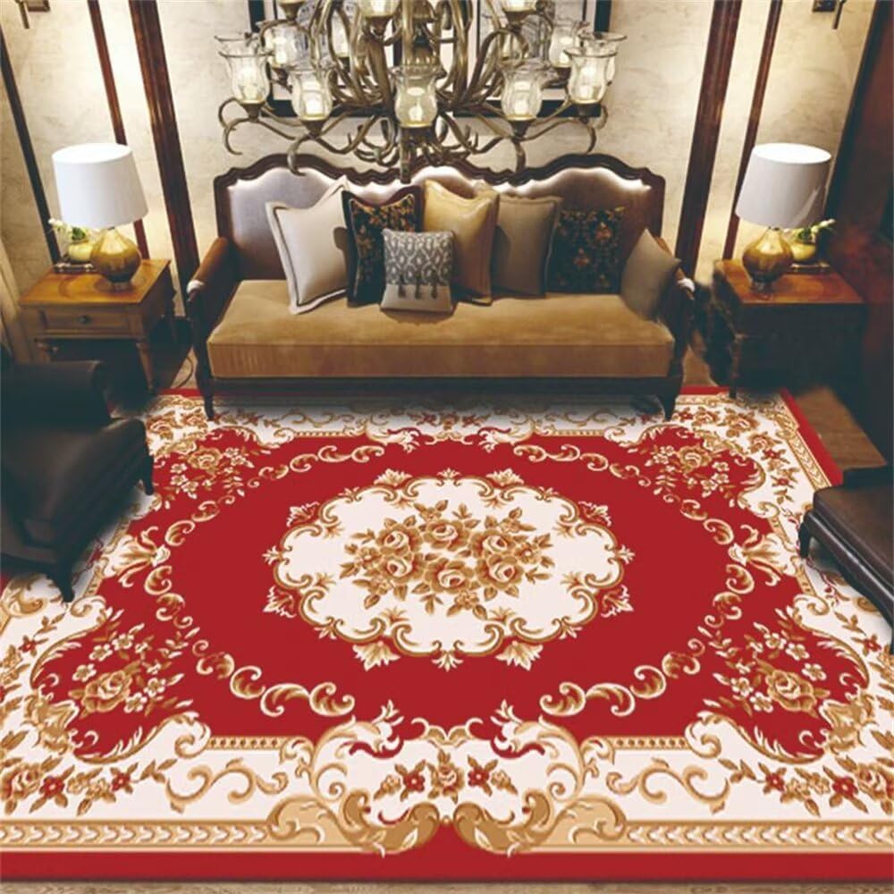 Moquette de salon rectangulaire rouge 100x150cm avec revêtement de sol antidérapant