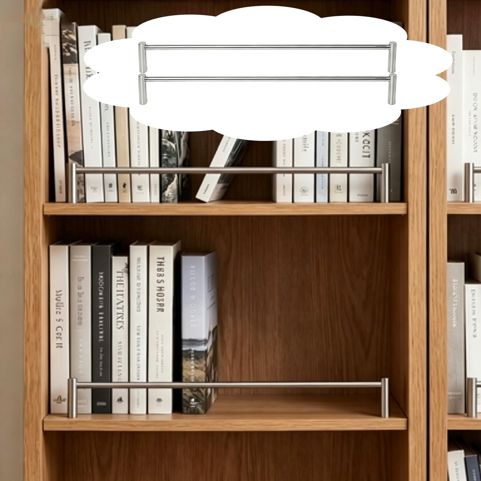 Zestaw 2 Srebrnych Listew Ozdobnych do Regałów, Ozdobna Metalowa Listwa Ochronna do Półki Wiszącej, Zabezpieczenie Przed Upadkiem do Regałów Szaf(19in/48cm)