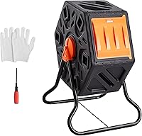 VEVOR 18.5 Gal Compost Tumbler Bin - Compact BPA-Free Rotating Composter with Sliding Door, Steel Frame for Garden, Patio, Balcony