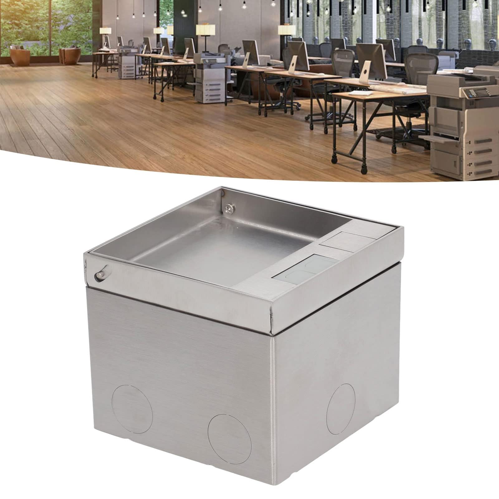 Presa a Pavimento Incasso 16A 4000W con Porta RJ45 Cat6 – Scatola Portafrutti in Acciaio Inox e PC Ignifugo per Ufficio e Casa