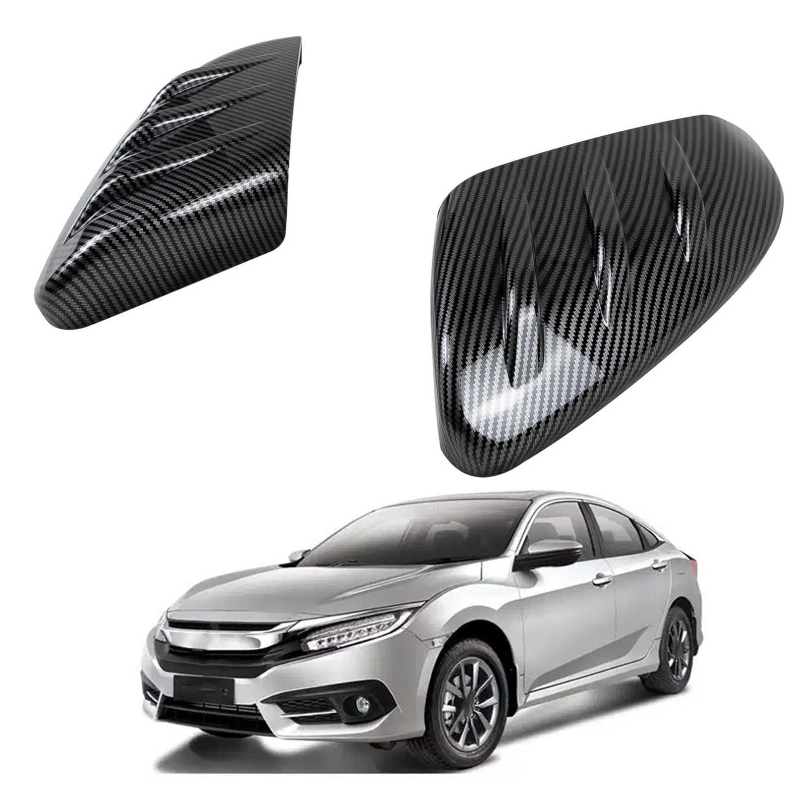 PAPEP Door Mirror Cover Caps for Civic 10th Generation (2016-2021), Left Right Side Wing Rearview Mirror Cover Lid 2 Pieces Exterior Styling Accessory,Carbon fiber texture
