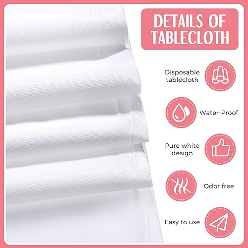 Miniatura 9 de Tudomro Juego de 16 manteles de plástico desechables de 54 x 108 pulgadas y camino de mesa de satén de 12 x 108 pulgadas, 8 manteles de mesa y 8