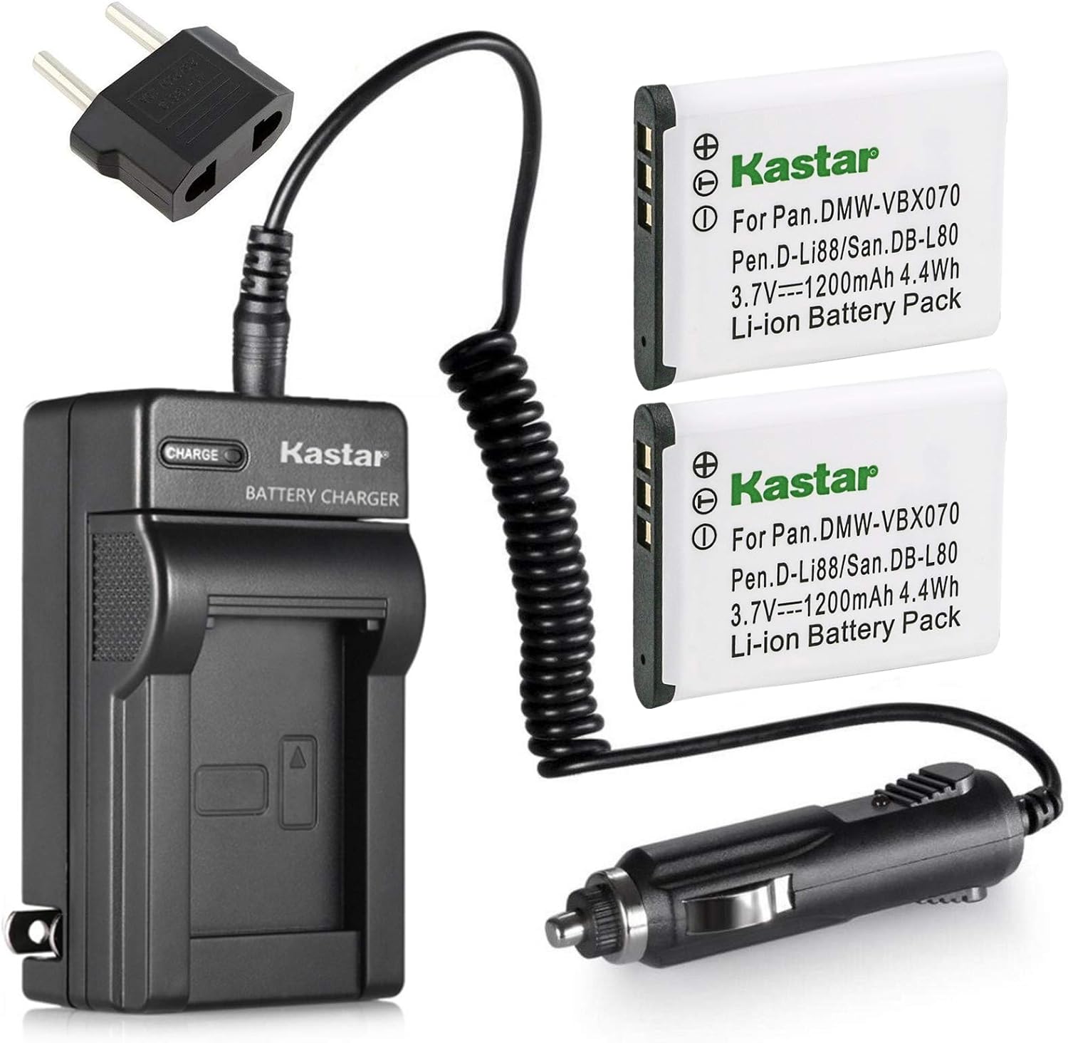 2-Pack Replacement Battery & Charger For Sanyo Xacti Cameras – Compatible With DB-L80, VPC-GH Series, VPC-X1200 & More | 1200mAh, 3.7V Li-ion
