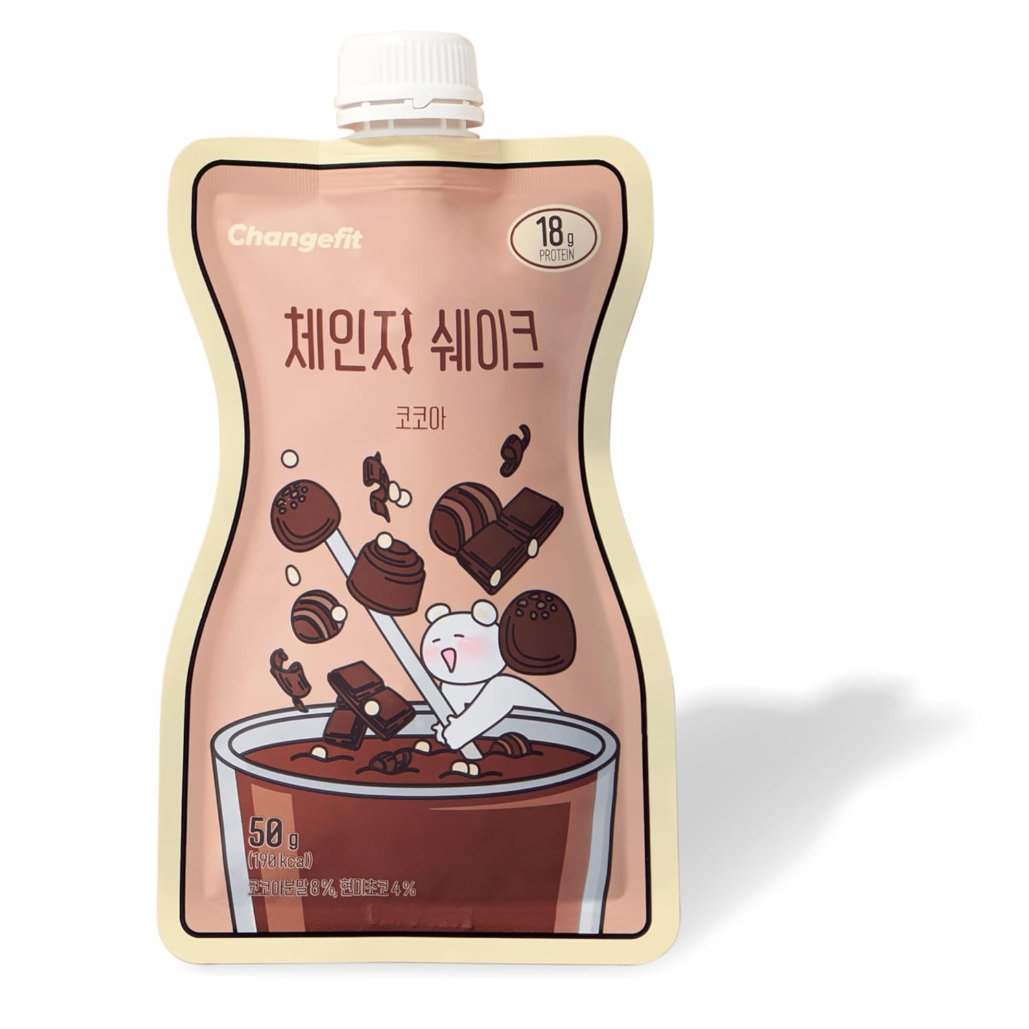 Change Fit Shake [체인지핏], On-The-Go Protein Shake Pouch and Meal Replacement, Rich in Vitamins and Minerals, and Delicious Flavors, Made In Korea - 50g/Pouch (5 Pack of Cocoa)