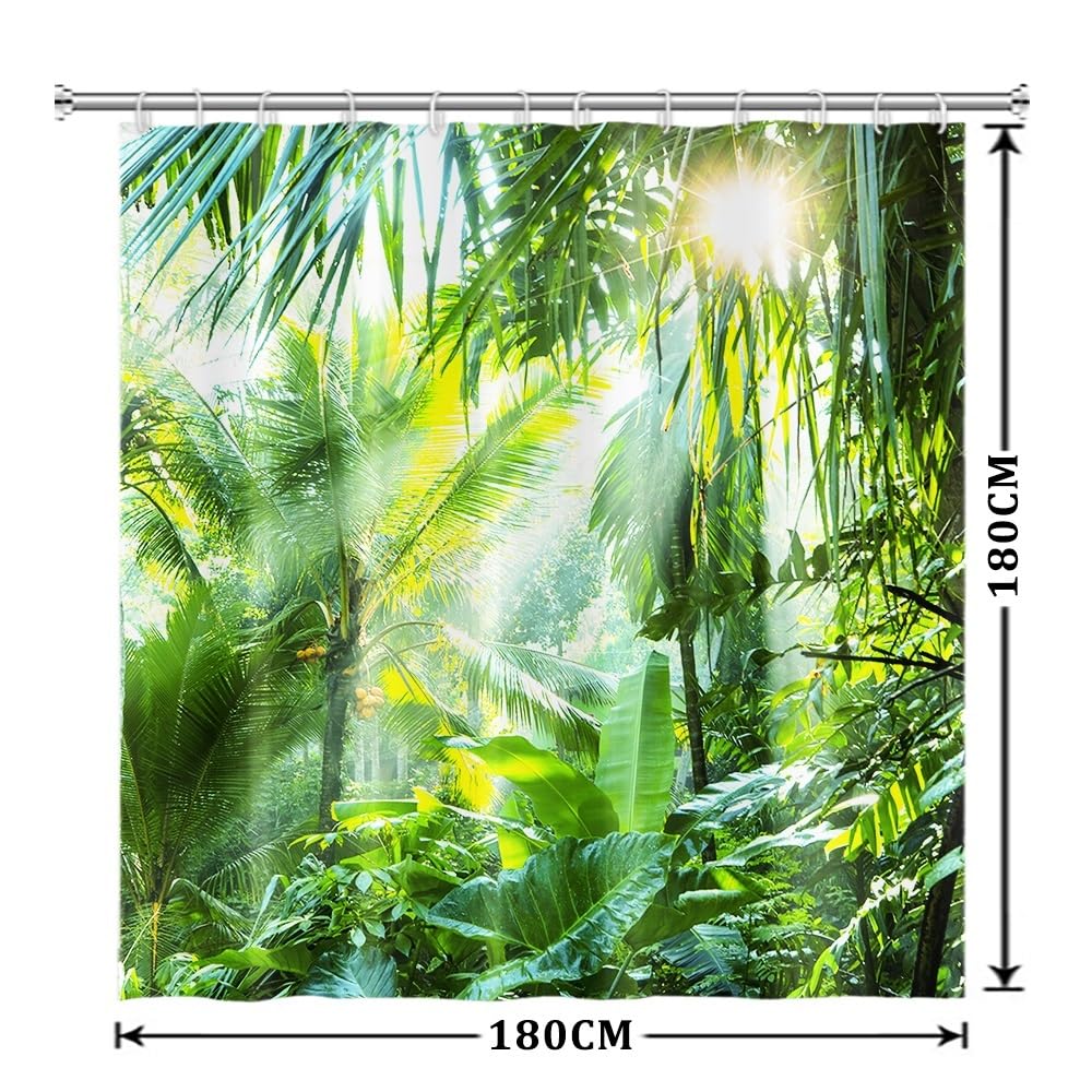 Uiiooazy Cortina de Ducha de Hoja Eucalipto, Cortinas de Ducha Verde Oro Abstracto Planta Cortinas de Baño Antimoho Impermeable Lavable Tejido de Poliéster Cortina Ducha con Ganchos 90x180cm — view 118