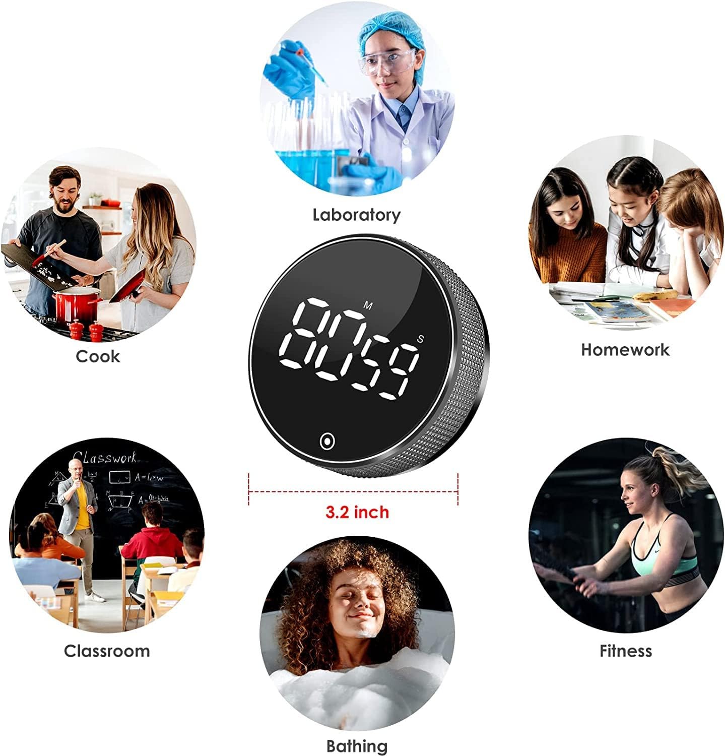 Snapklik.com : Digital Kitchen Timer, Magnetic Visual Timer