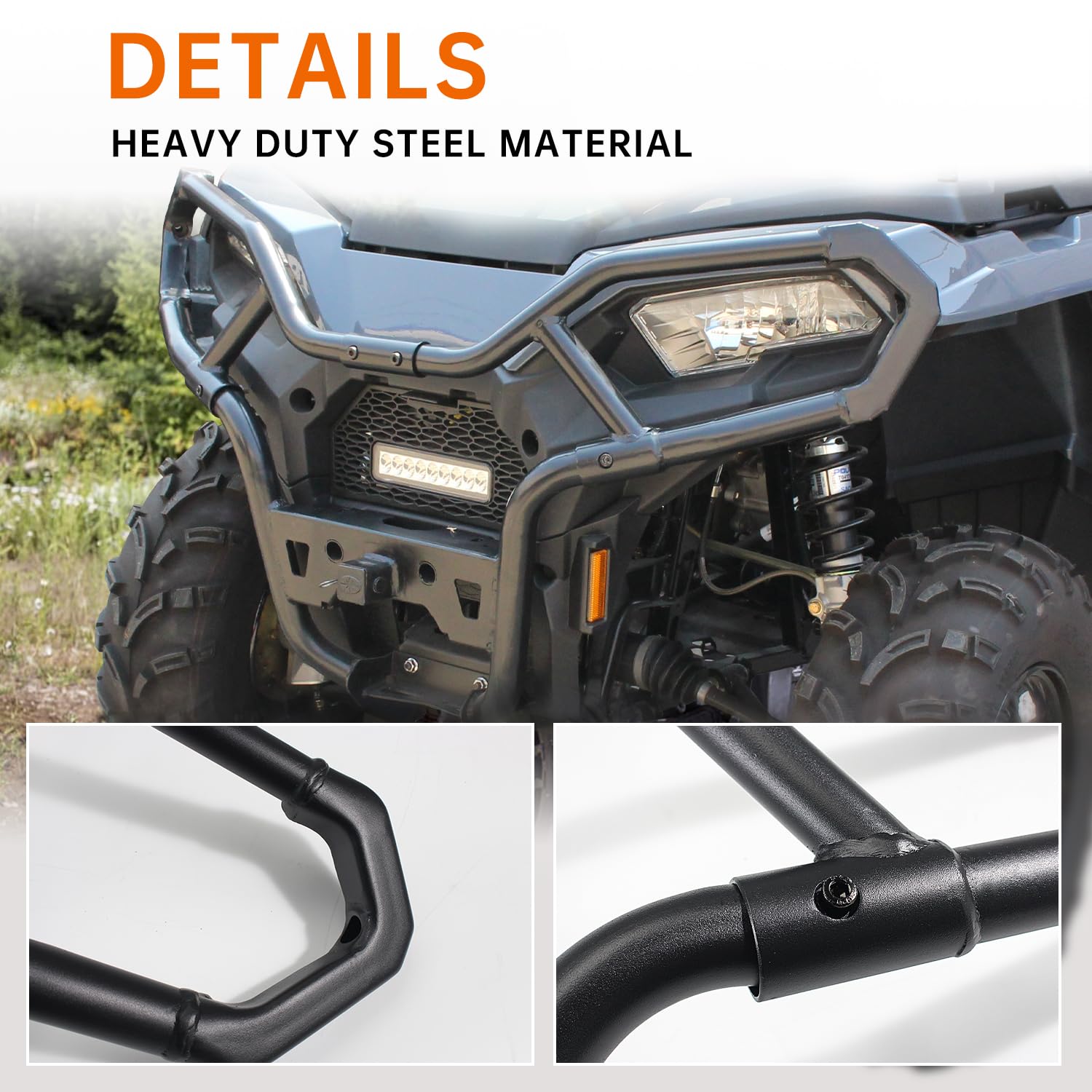 CPOWACE Front Trail Brushguard for Sportsman 570 450, Front Brush Guard Bumper Protector Compatible with Polaris Sportsman 570 450H.O. 2021-2024 Accessories Replace OEM #2884844 Heavy Duty