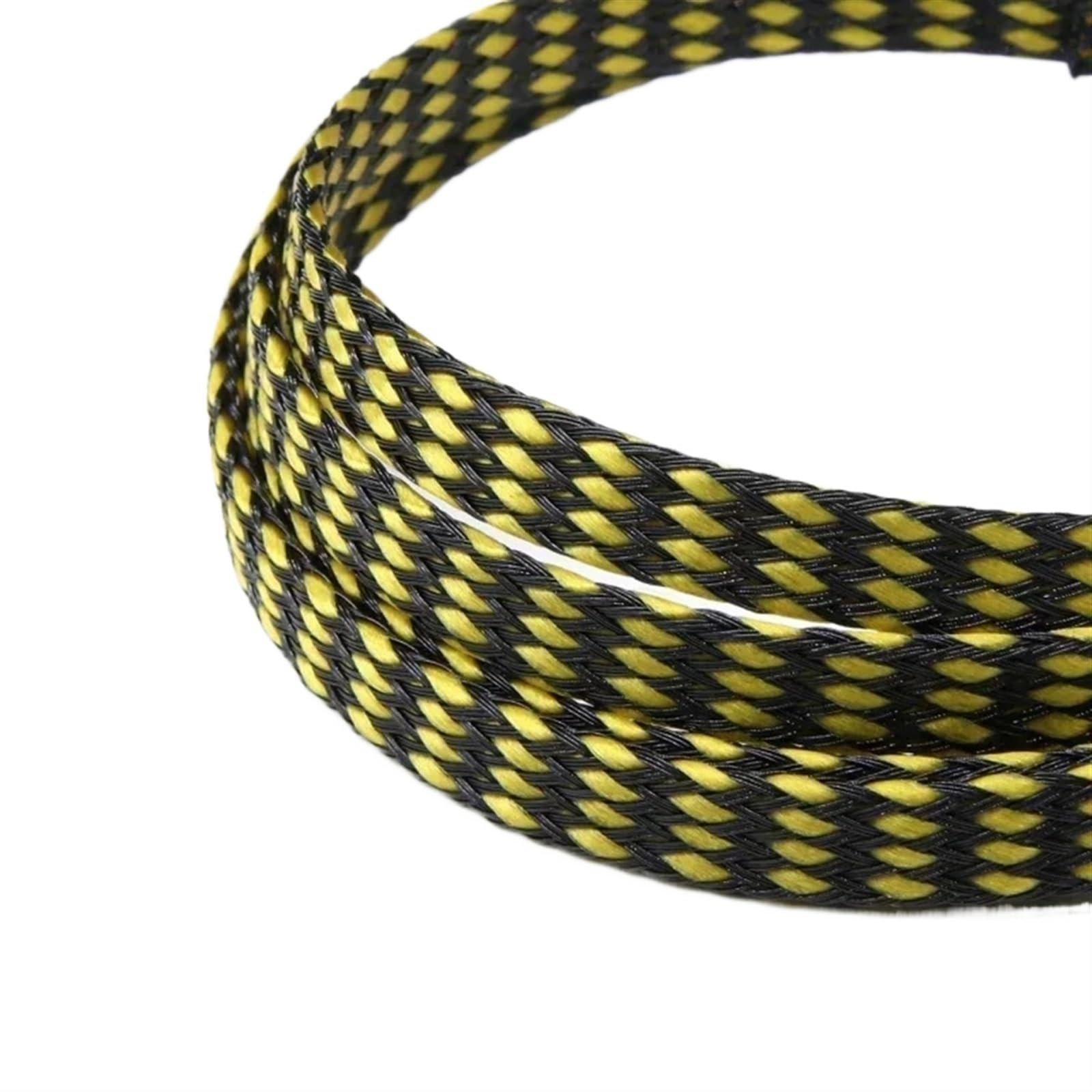 Protector de cable Wire ， Hilo de algodón PP con funda trenzada expandida de 1/5/20/50 m, 4, 8 y 12 mm, envoltura de alambre suave(Yellow Black,12MM-50 METERS)