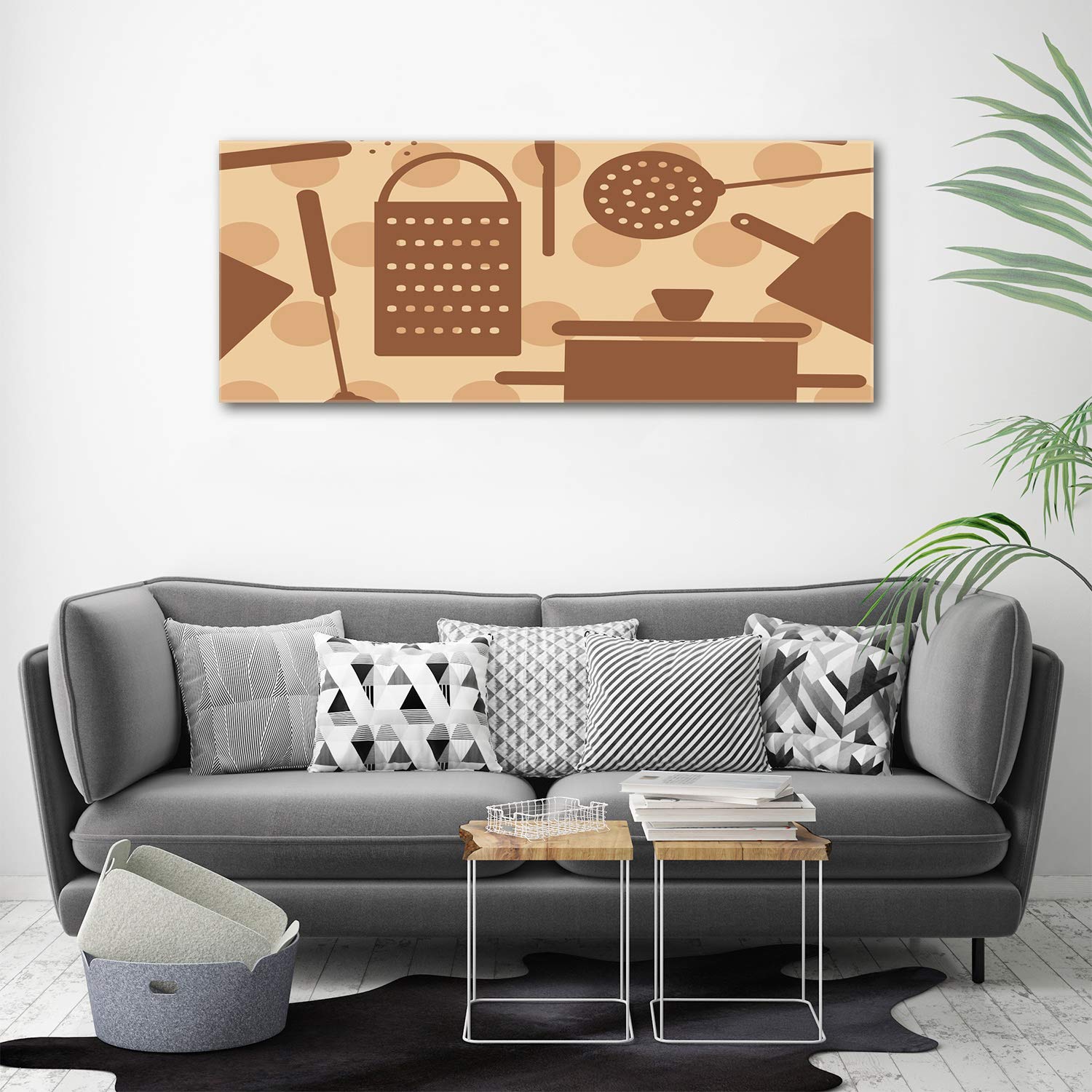 Tulup Tirages sur toile - art mural - tirages sur toile - thème d'image - 125x50 cm - Nourriture et boissons - Brun - Ustensiles De Cuisine