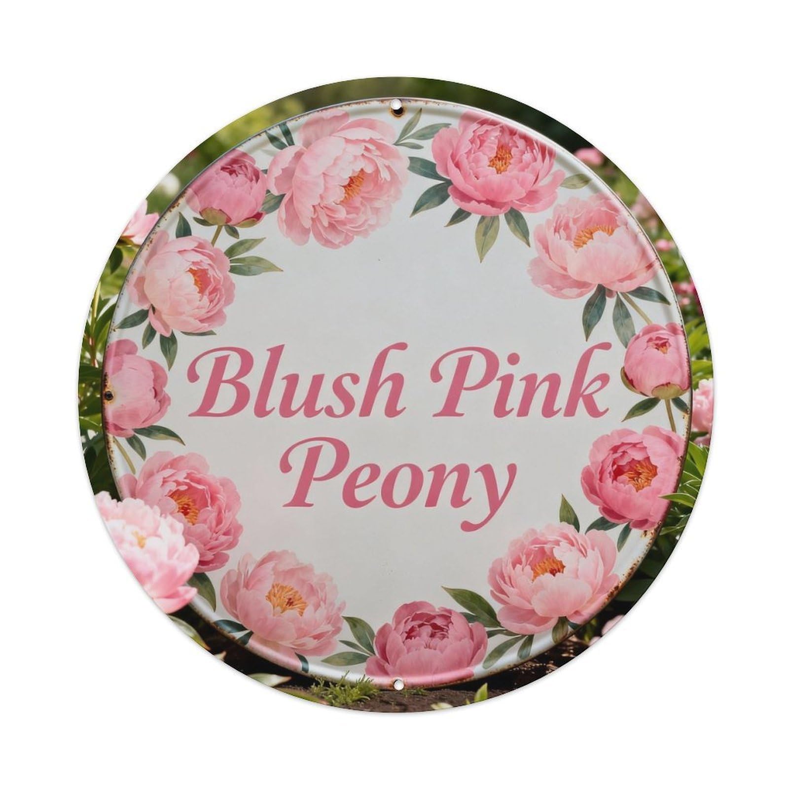Blush Pink Peony Metal Tin Sign Plaque