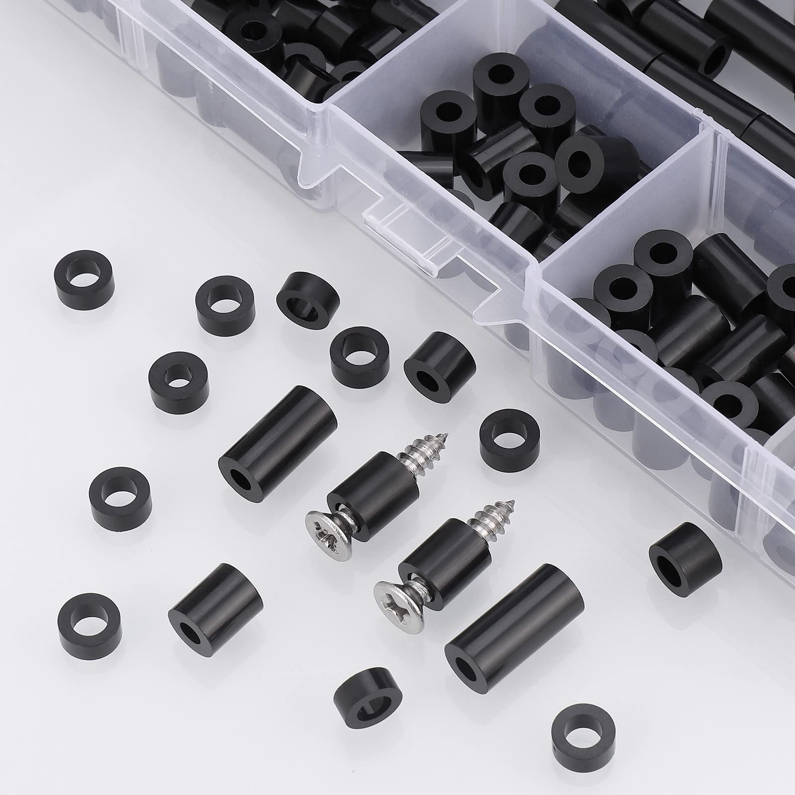 100 Pezzi Distanziatori Rondella In ABS M3 - Non Filettati, Cilindrici, Cavi - Per Elettronica E Modellismo