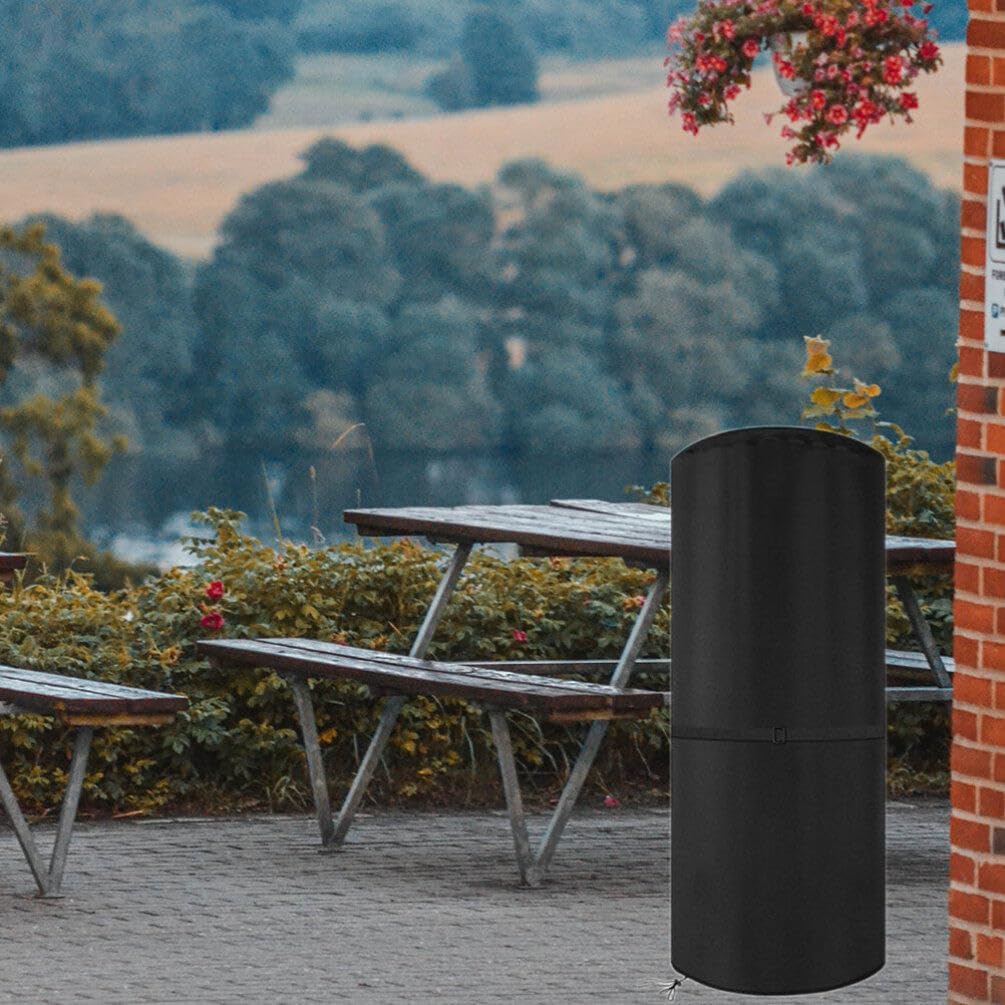Yardwe Cylinder Patio Heater Cover for Outdoor Standing Propane Tabletop Heaters, Waterproof Oxford Fabric, with Drawstring, Black, 19.6" x 47.2"