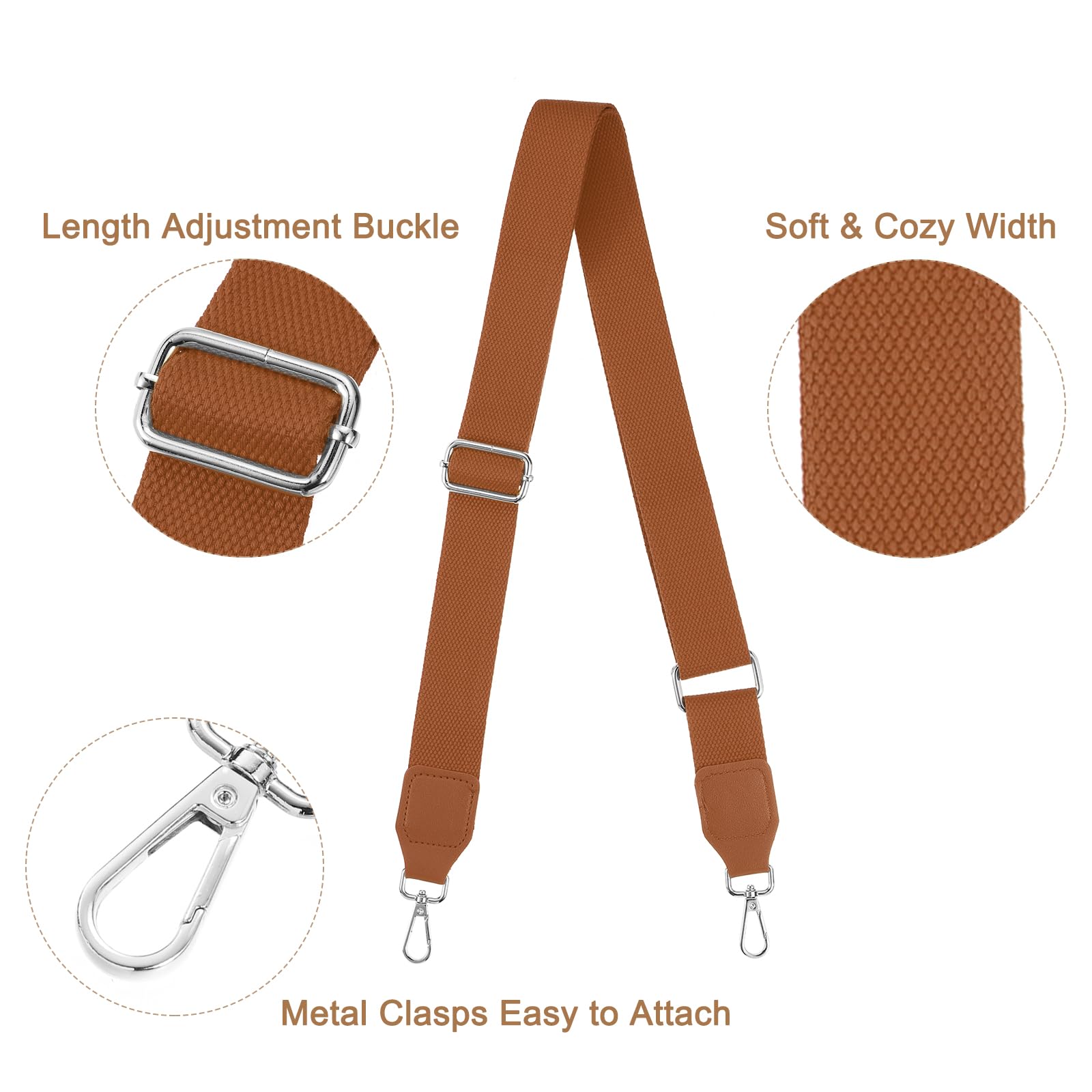 Purse Straps Replacement Crossbody Uxcell Purse Strap Replacement, 27.5-53inch Adjustable Canvas 1.5inch Wide Crossbody Shoulder Strap For Handbag Guitar( Beige, Silver Buckle Bag Extender Chain