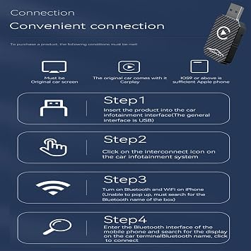 Wireless CarPlay Adapter 2026 Upgraded, Wireless CarPlay Dongle, Converts Wired CarPlay to Wireless, Plug and Play Car Play Wireless Adapter, Compatible with Cars from 2016 & iPhone iOS 12+(Black)