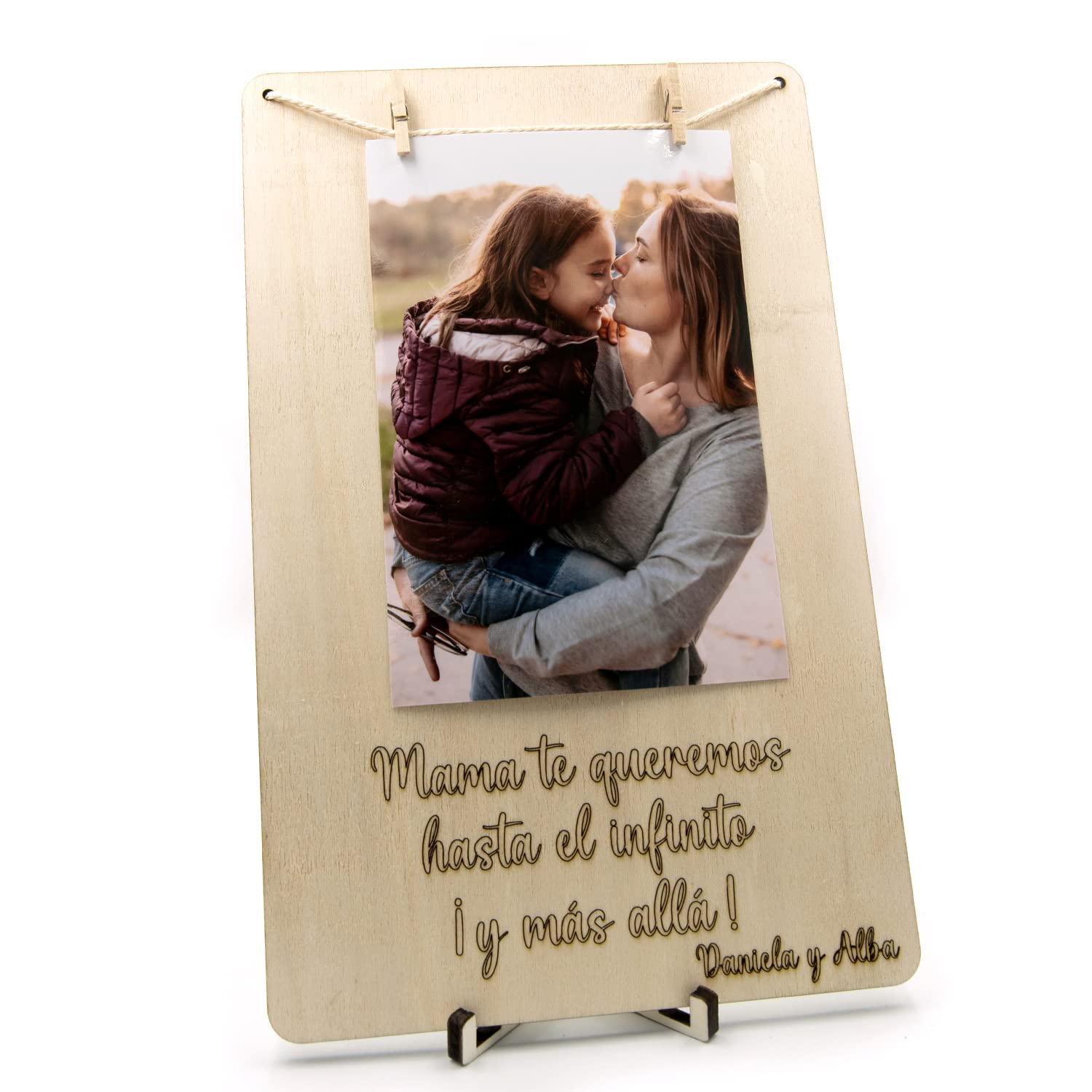 Arluma - Marco de Fotos con Frase Personalizada - Portafotos de Madera Personalizado - Regalo Original Día de la Madre Día del Padre San Valentín Boda Comunión Enamorados Amigos Día de los Abuelos