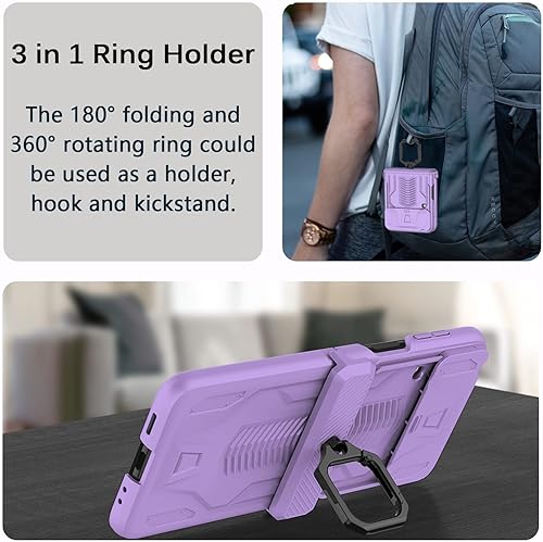 Miniatura 2 de Miimall Funda compatible con Z Flip 3, funda para Galaxy Z Flip 3, protección de bisagra, soporte de lente de cámara, funda protectora para Galaxy Z