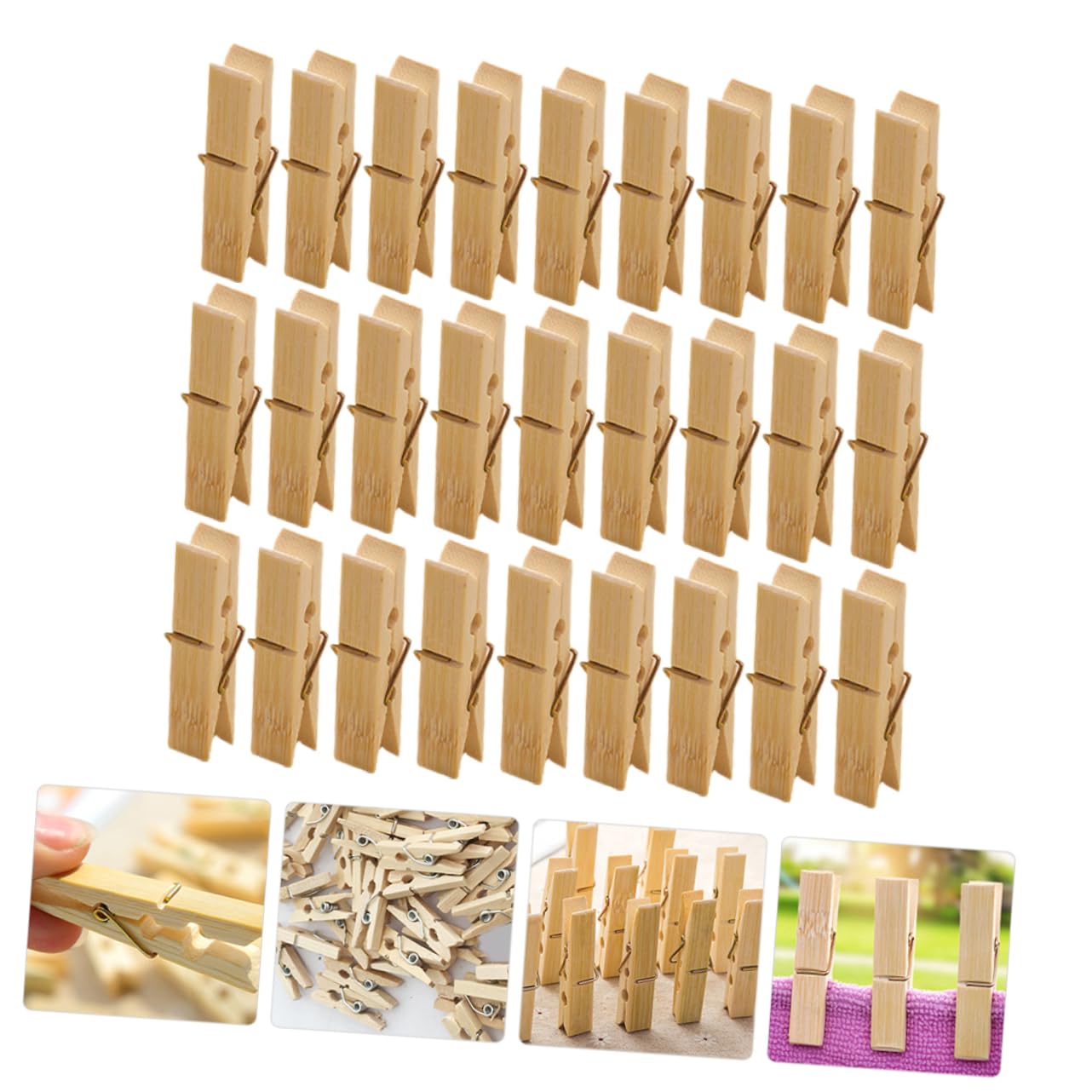 MAGICLULU Mollette Per Foto in Legno 100 Pezzi Mollette Lisce Multiuso Per Vestiti E Asciugamani.