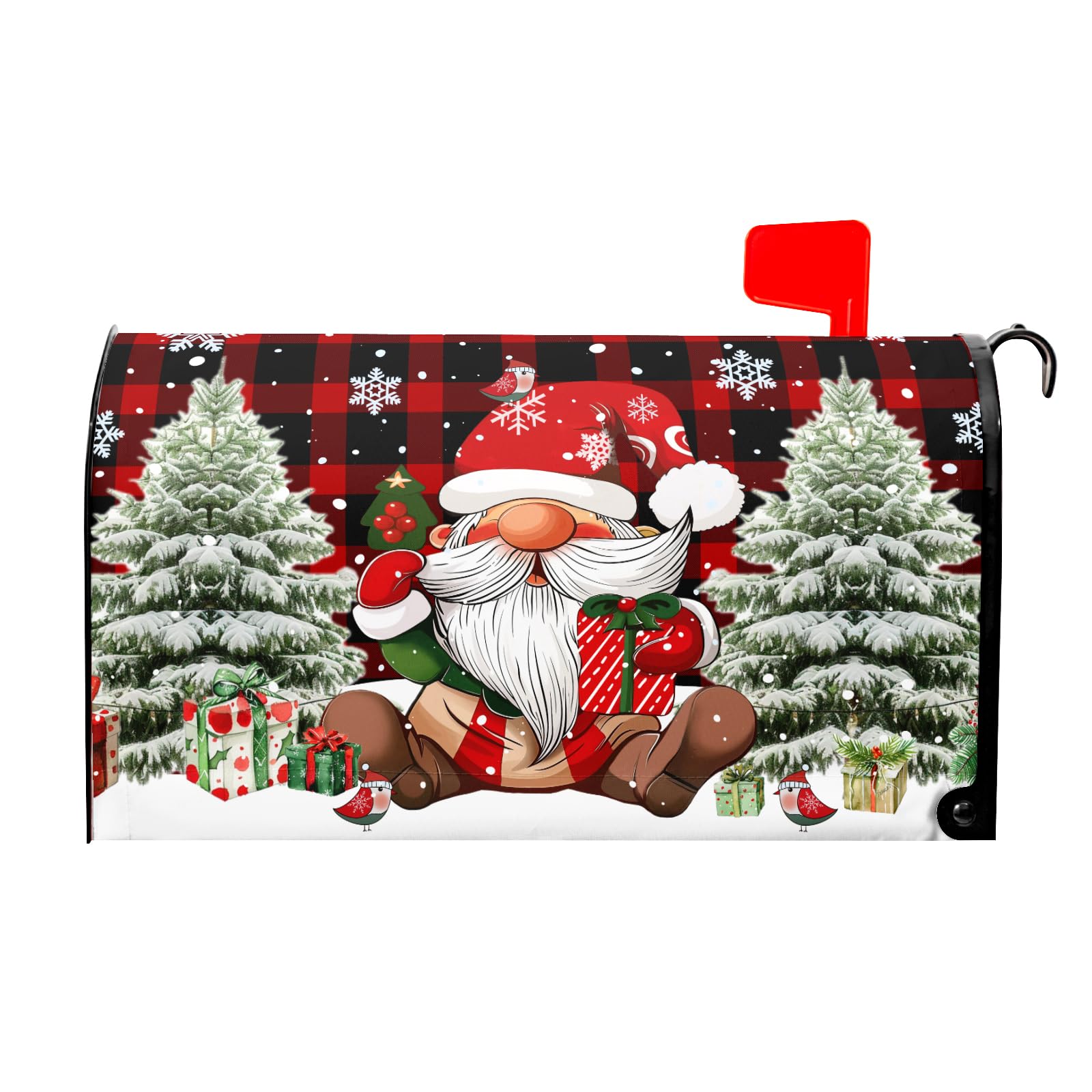 Funda magnética para buzón de Navidad, diseño de búfalo rojo, tamaño estándar, 45,7 x 53,3 cm, diseño de copo de nieve, buzón, decoración del hogar, jardín, para decoración exterior
