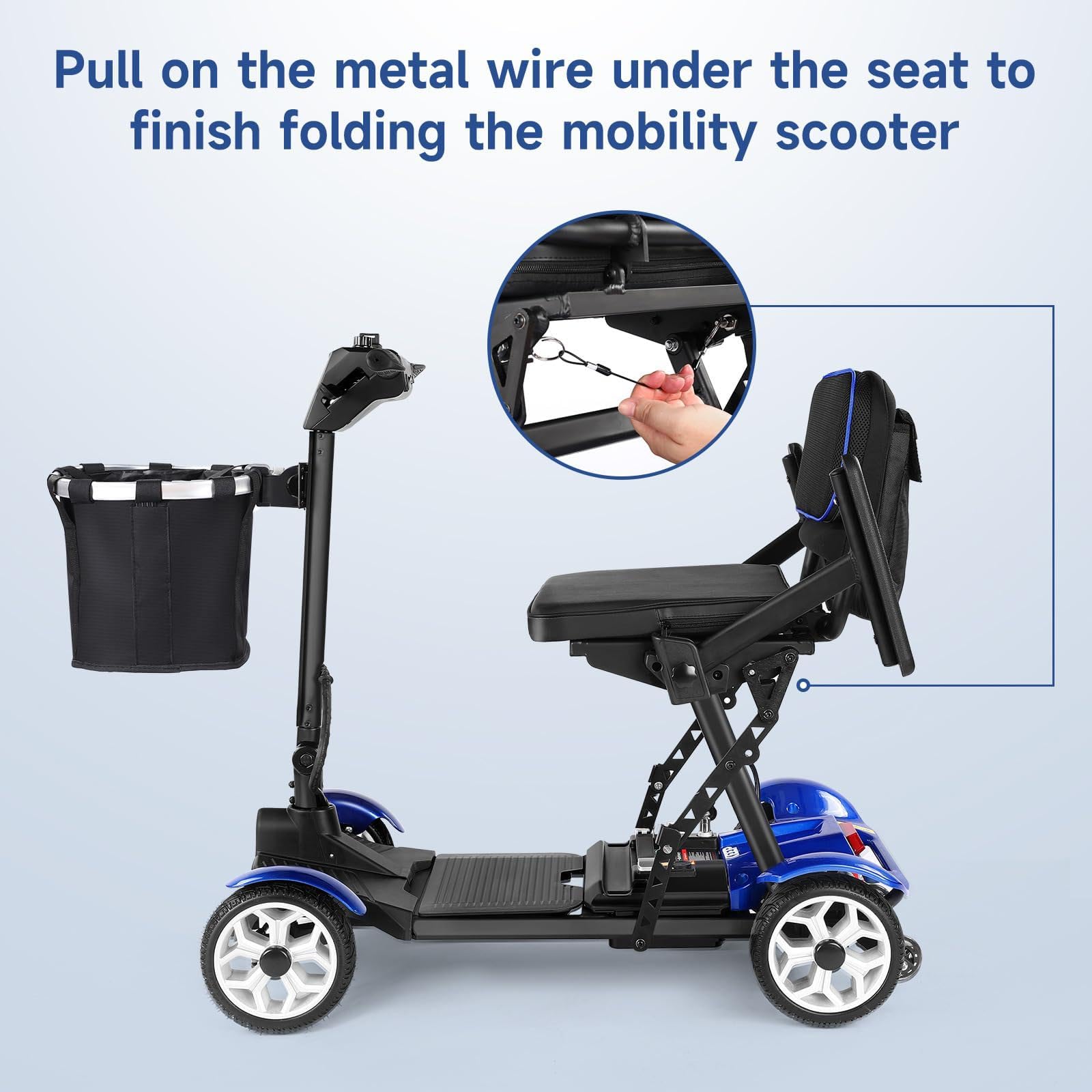 Scooter De Movilidad Eléctrica De 4 Ruedas,Scooter De Movilidad para Adultos, Portátil y Plegable, con batería de Largo Alcance, Cesta para Coche, para Personas Mayores,001,20AH