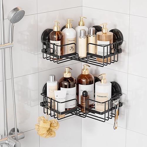 TAILI Paquete de 2 organizadores de ducha con ventosa adaptables a las esquinas, estantes de ducha esquineros inoxidables de acero inoxidable, gran disponible en Yaxa Costa Rica