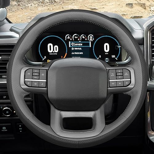 Miniatura 63 de MEWANT Hand Stitched Car Steering Wheel Wrap Cover for Ford F-150 2021-2023 / F-150 Lightning 2022-2023 Steering Wheel Accessories