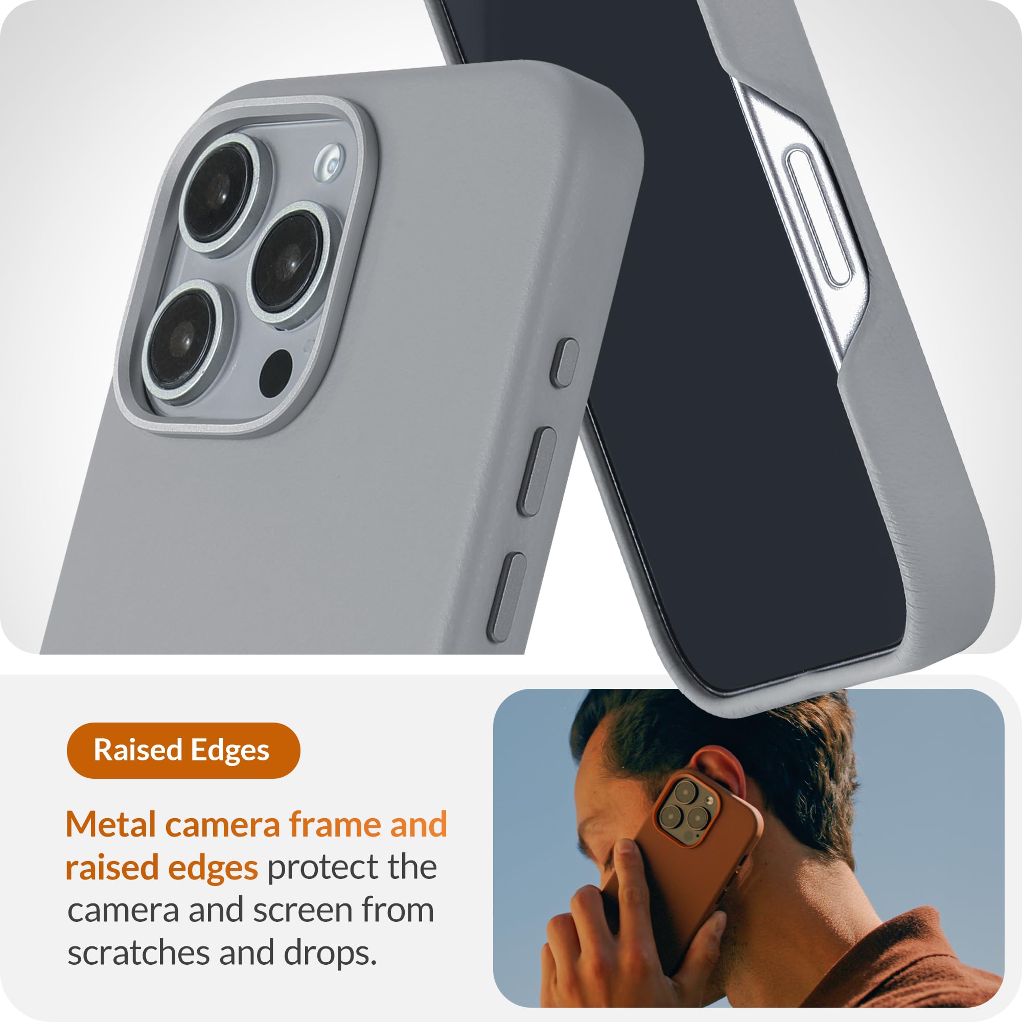 LONLI Classic, for iPhone 16 Pro, European Genuine Vele Leather Phone Case, Smoothen and Soften Over Time - Image 4