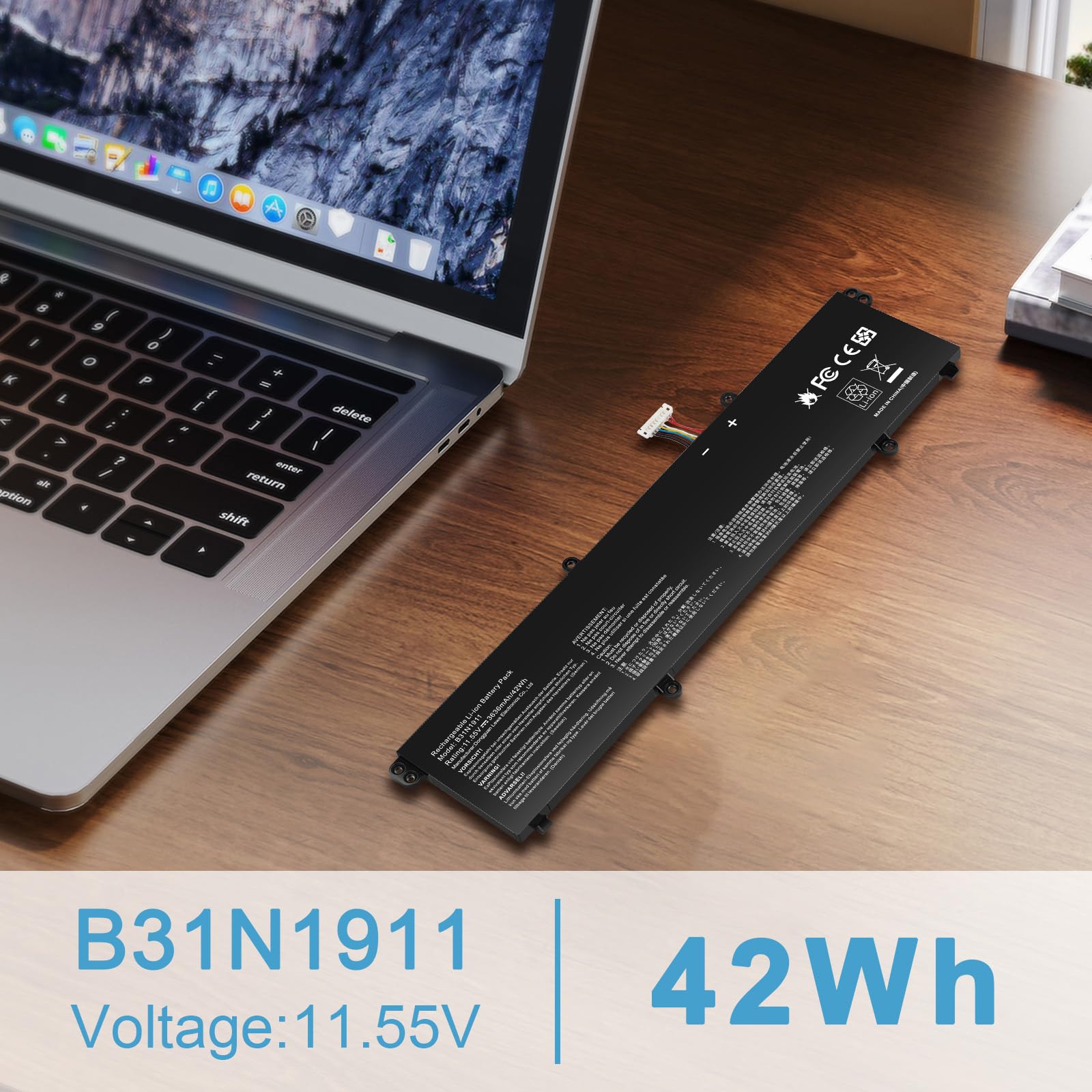 ASUNCELL 11.55V/42Wh B31N1911 Batterie d'ordinateur Portable pour ASUS VivoBook Flip 14 TM420IA, ASUS VivoBook 14 M413, ASUS VivoBook 14 F413, ASUS Notebook X X413FF Series B31N1911 C31N1911