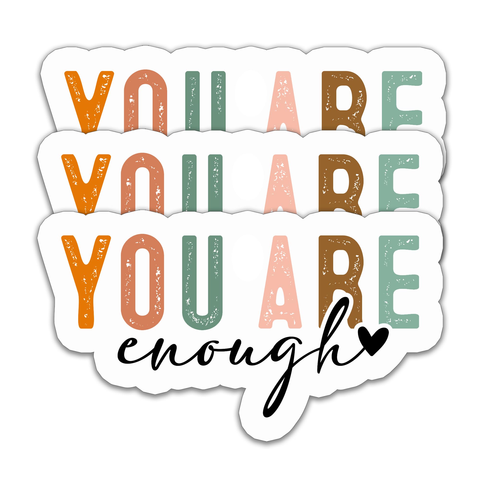(3PCS) You are Enough Stickers – Motivational Mental Health Awareness Waterproof Vinyl Decals for Laptops, Tumblers, Water Bottles, Scrapbooks –