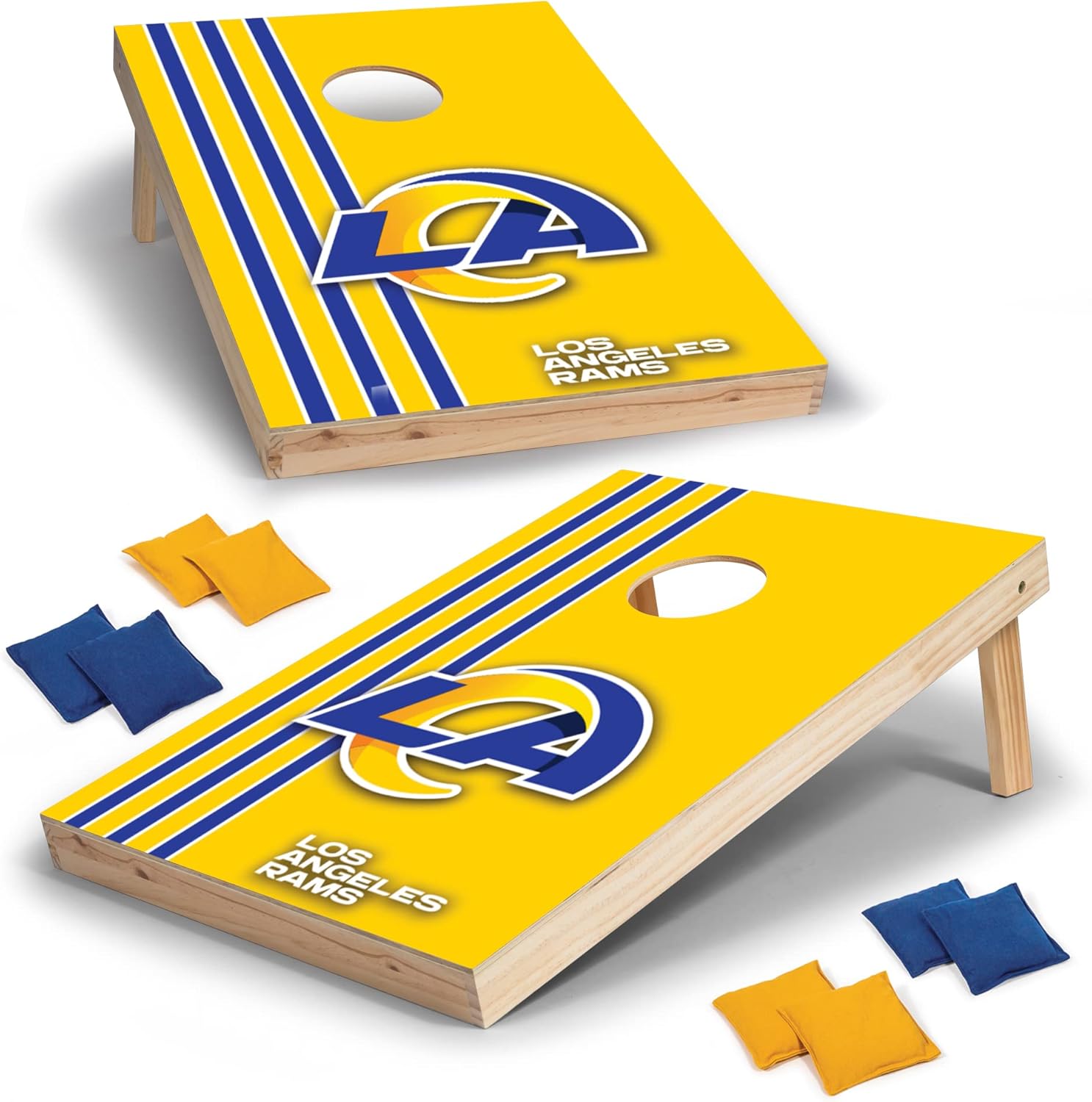 Wild Sports 2' x 3' Solid Wood Cornhole Set with Direct Print HD Team Graphics – Great Gift for Any Football Fan! Bean Bag Toss Family Outdoor Games – NFL Los Angeles Rams