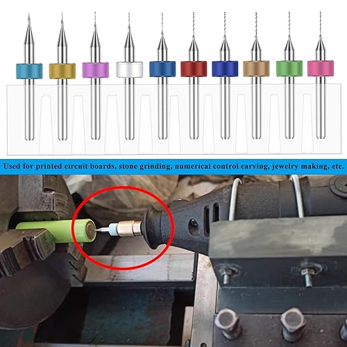 Vista 11 de Juego de 50 brocas micro para Dremel, flauta espiral de 0.012 in-0.047 in de carburo de acero de tungsteno, mini brocas para placa de circuito
