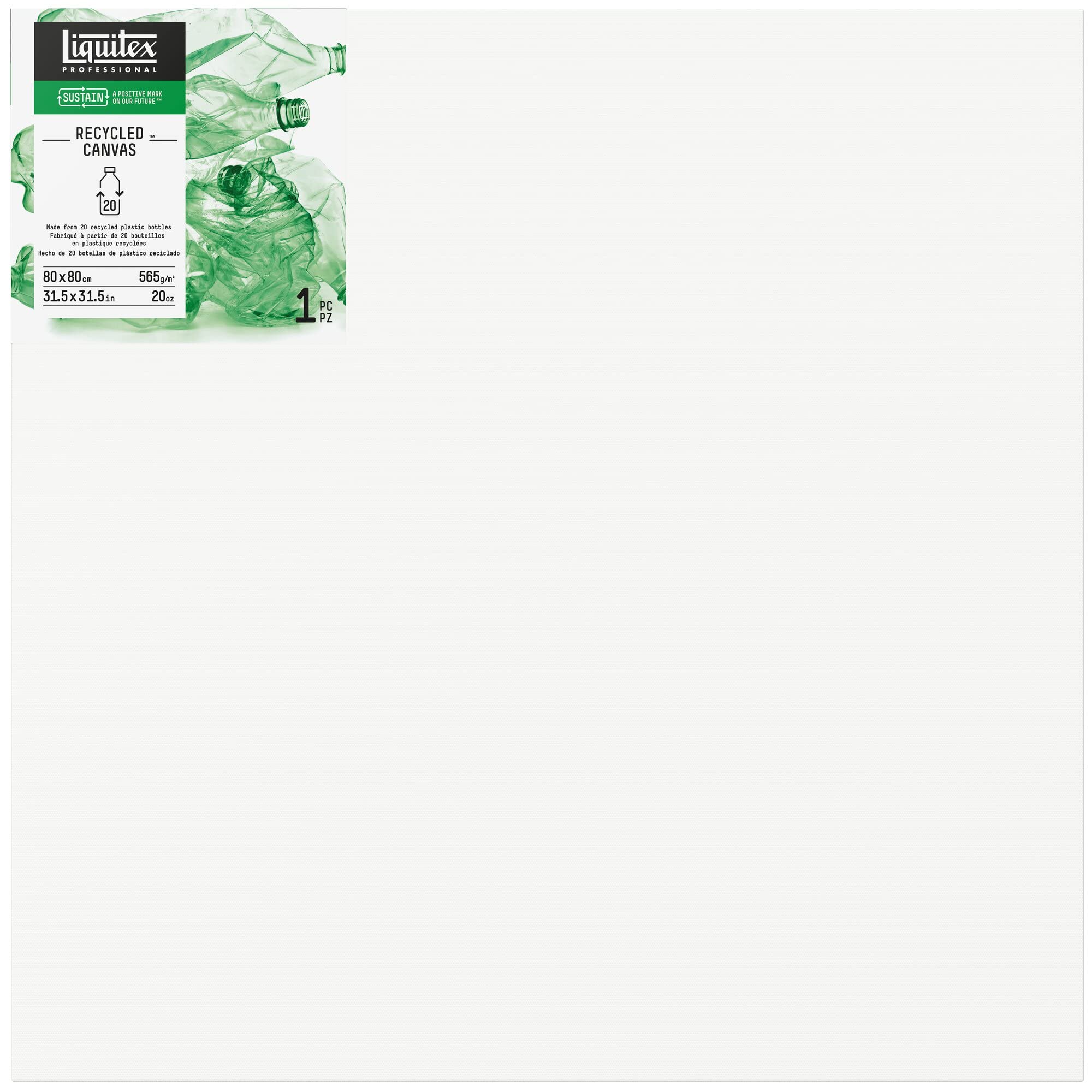 Liquitex 416080080 Rama do Noszy, Wykonana w 100% z Przetworzonego Plastiku, Jakość Płótna 565 G/M², FSC, Potrójnie Gruntowana do Farb Olejnych i Akrylowych Tradycyjna 80 x 80 cm