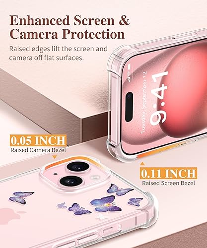 Miniatura 5 de GVIEWIN Funda para iPhone 15, 5 en 1 con 2 protectores de pantalla y 2 protectores de lente de cámara, transparente, suave, a prueba de golpes,