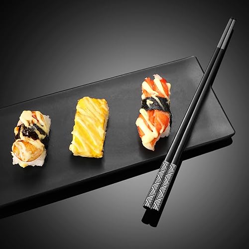 Miniatura 9 de Palillos de metal reutilizables de acero inoxidable 188 grabados con láser, palillos de titanio de alta calidad, aptos para lavavajillas, ligeros,