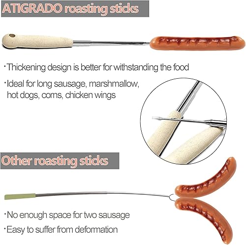 Miniatura 6 de Juego de 6 palitos de malvavisco de 32 pulgadas para hoguera, palitos Smores Sticks, diseño extensible, palos de asado de acero inoxidable para